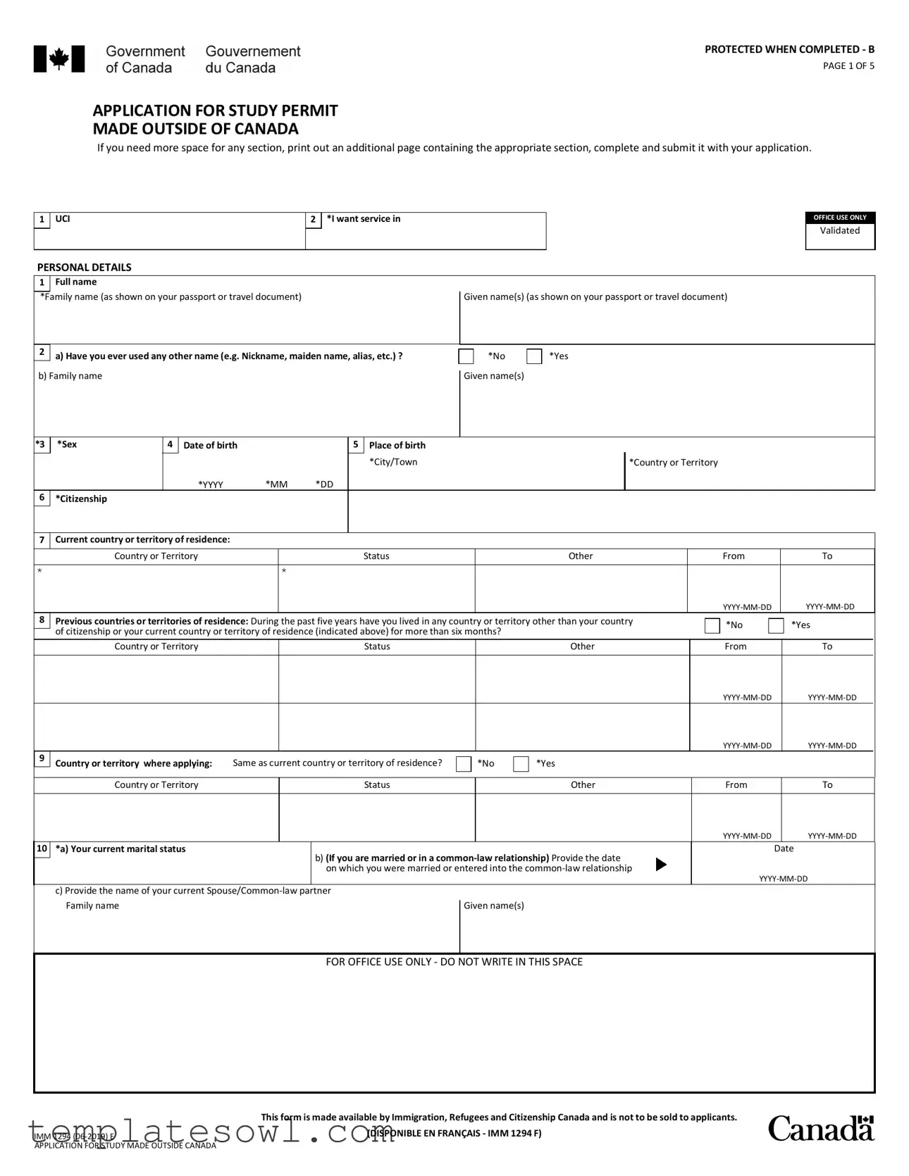 Fill Out Your Imm 1294 Form