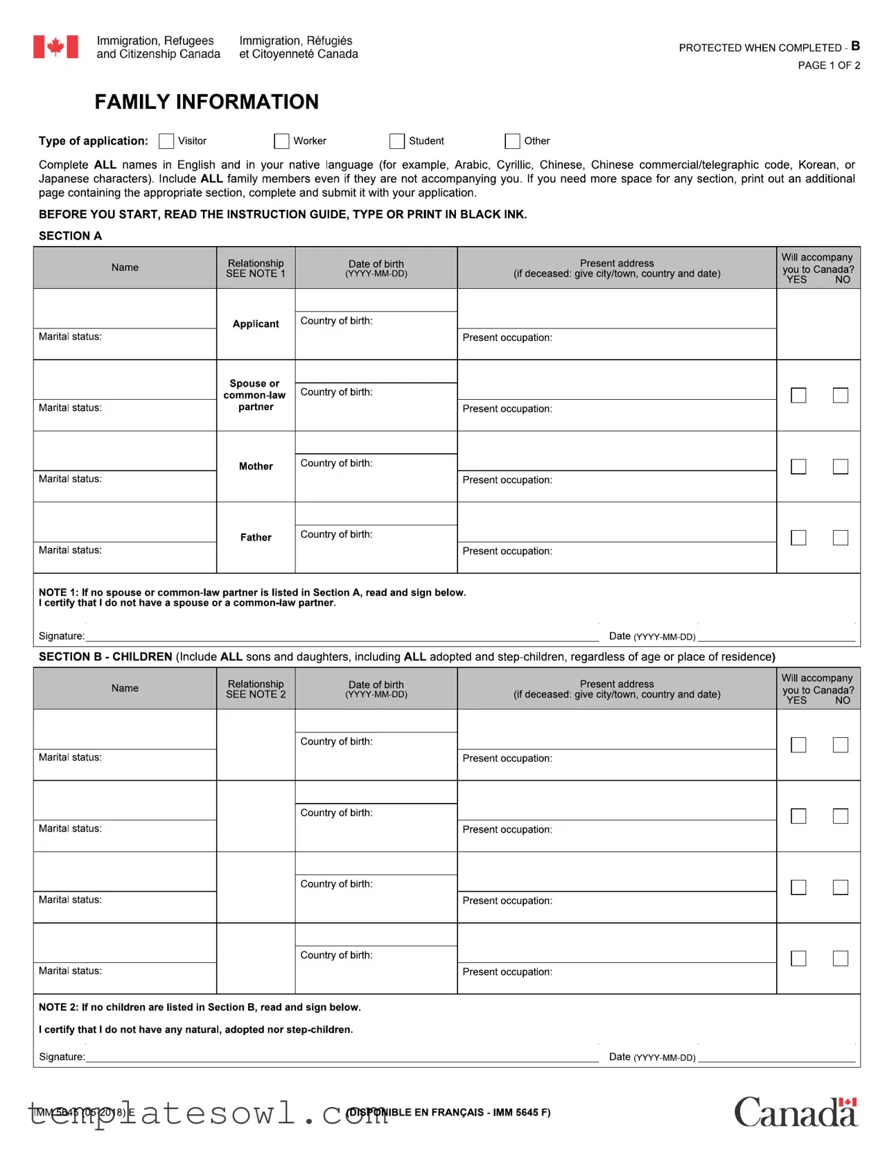 Fill Out Your Imm 5645 Form