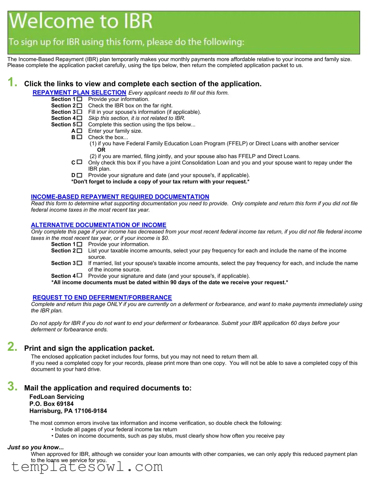 Fill Out Your Income Based Repayment Form