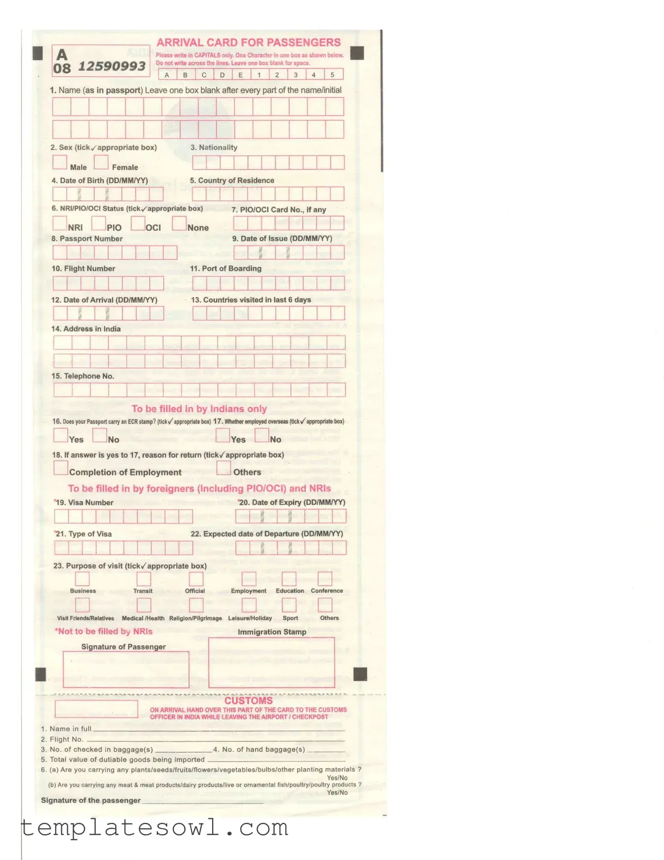 Fill Out Your India Immigration Form