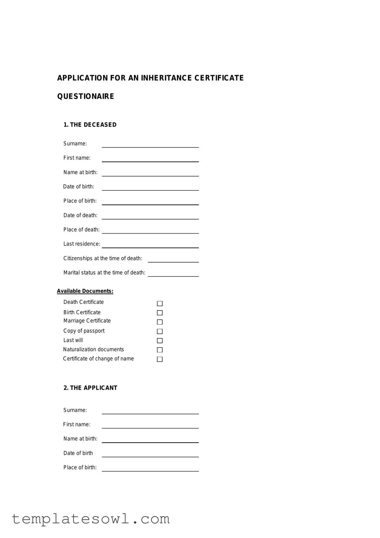 Fill Out Your Inheritance Form