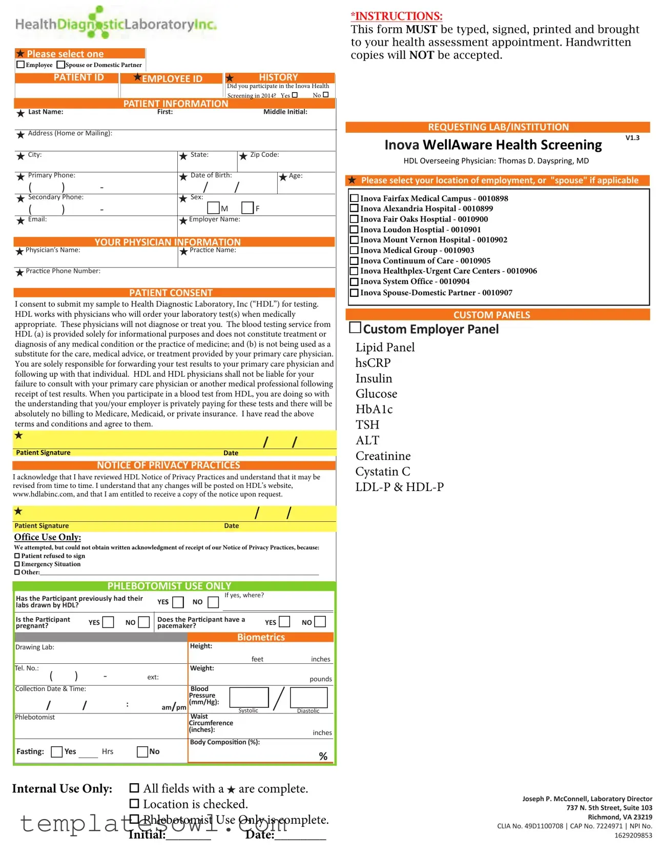 Fill Out Your Inova Health Screening Form