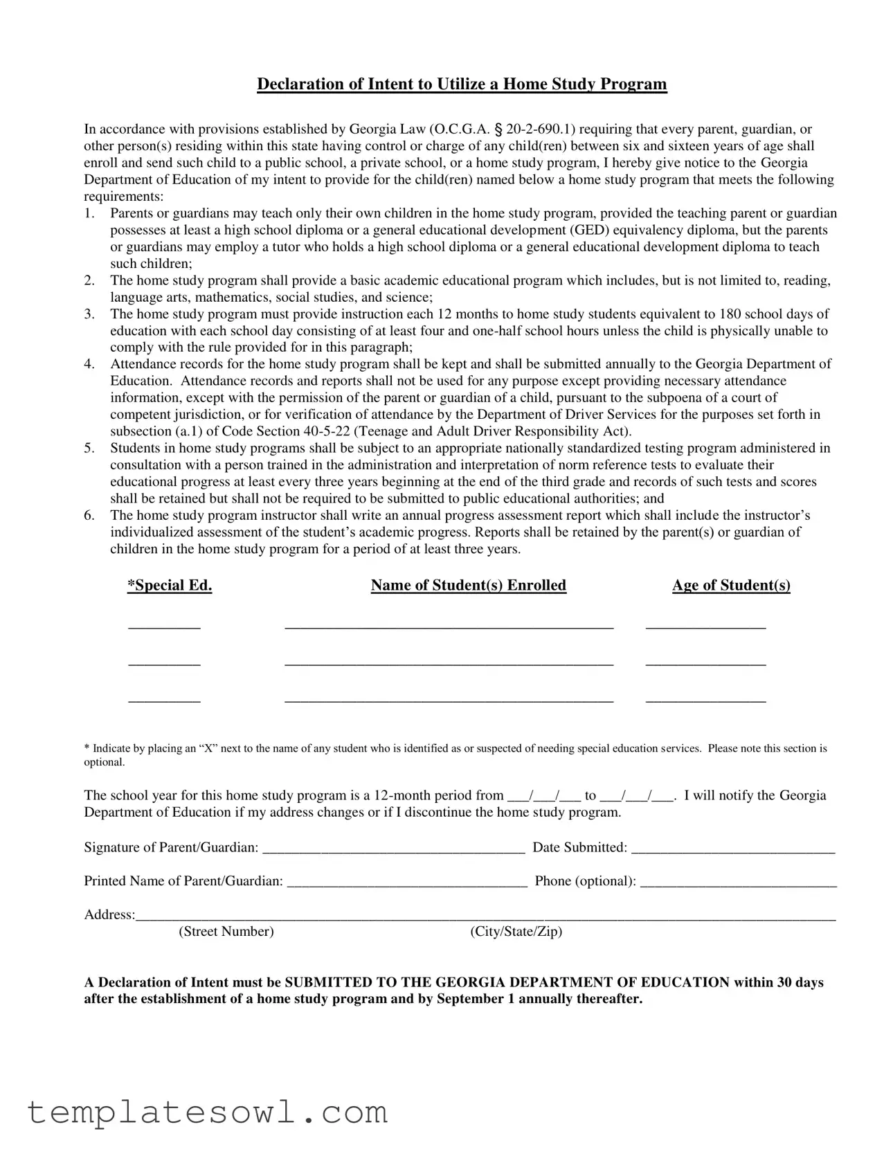 Fill Out Your Intent Home Study Form
