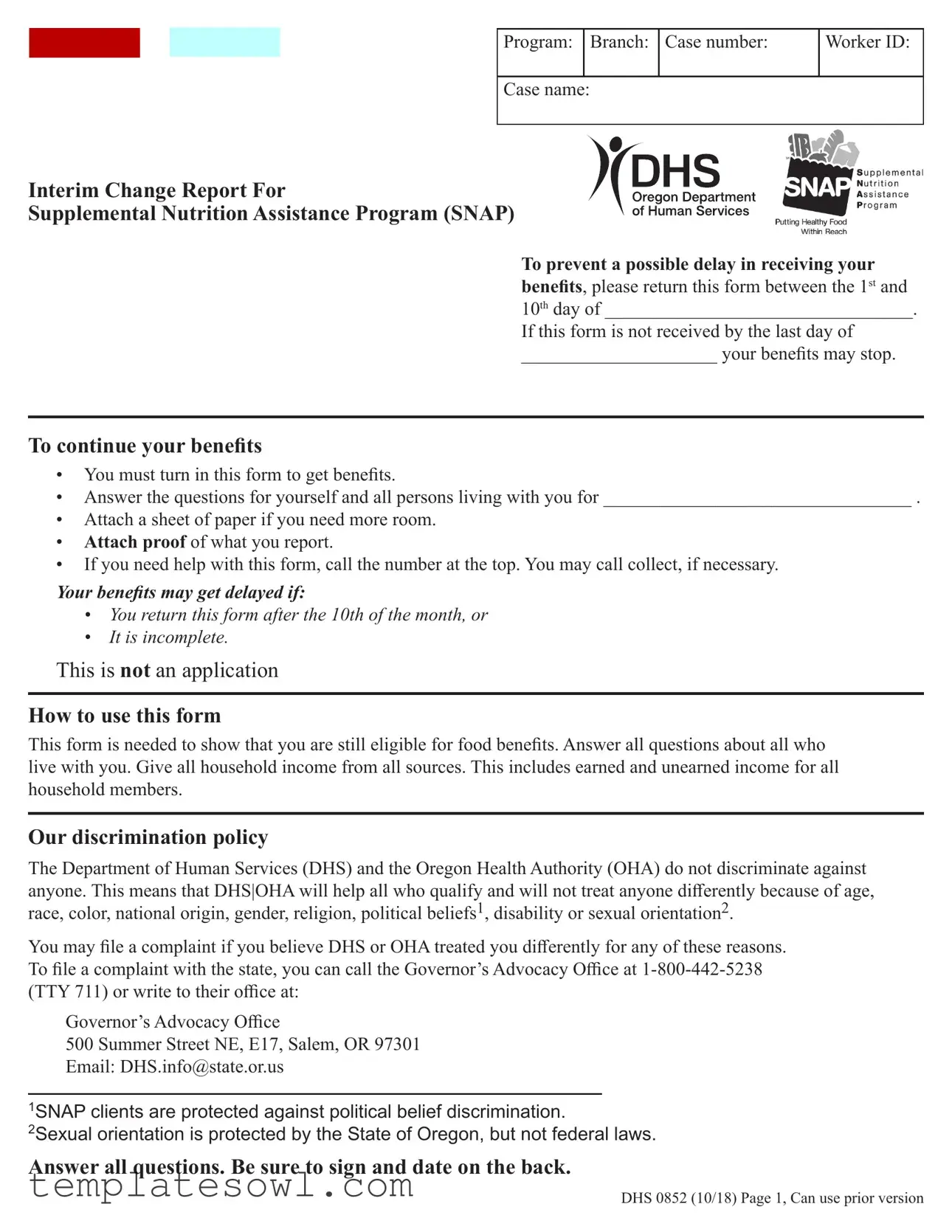 Fill Out Your Interim Change Report Form