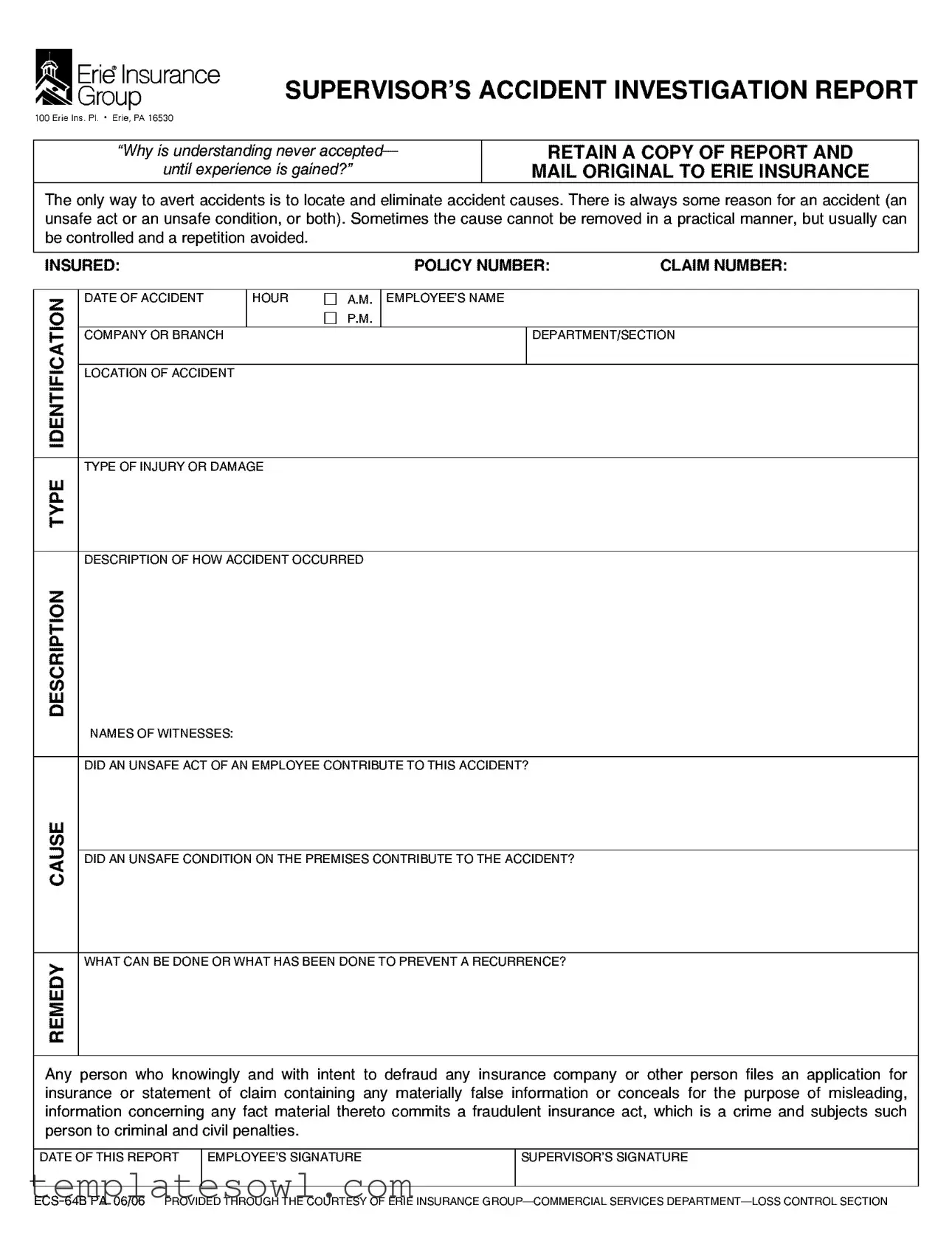 Fill Out Your Investigation Form