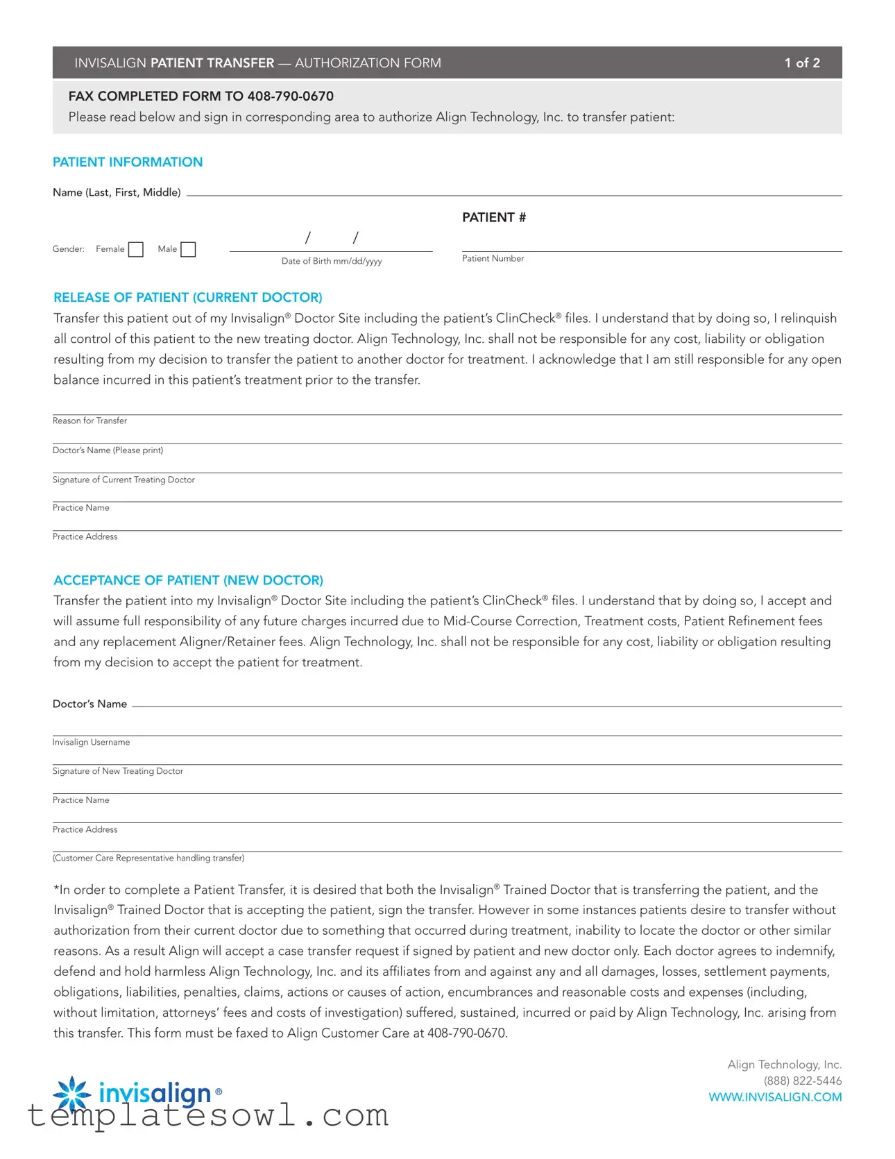 Fill Out Your Invisalign Patient Transfer Form