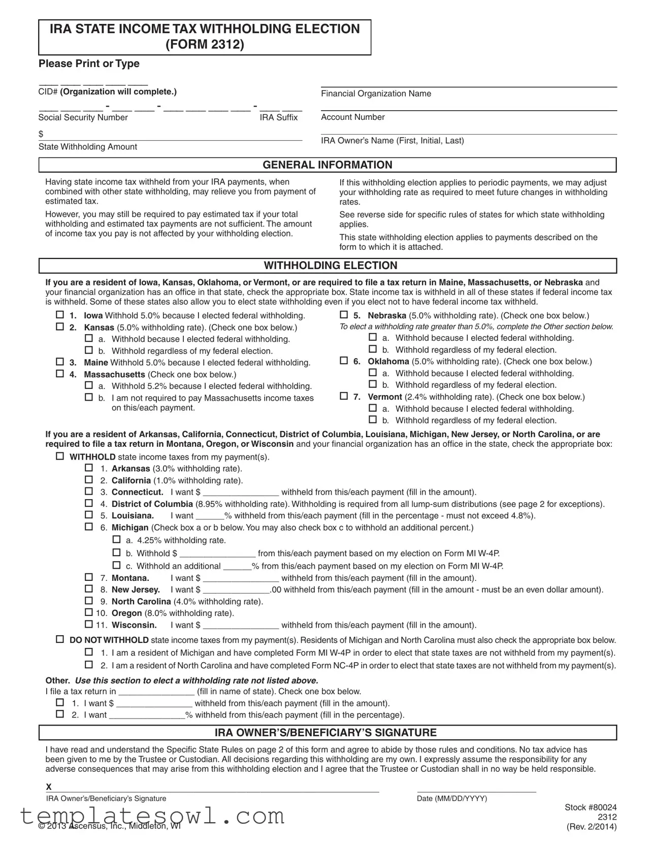 Fill Out Your Ira Withholding Form