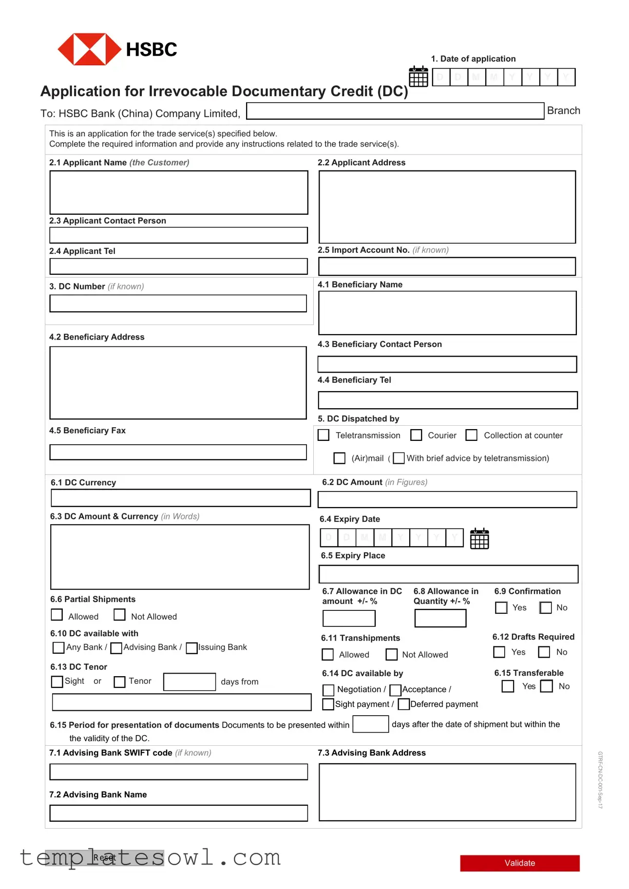 Fill Out Your Irrevocable Documentary Credit Form