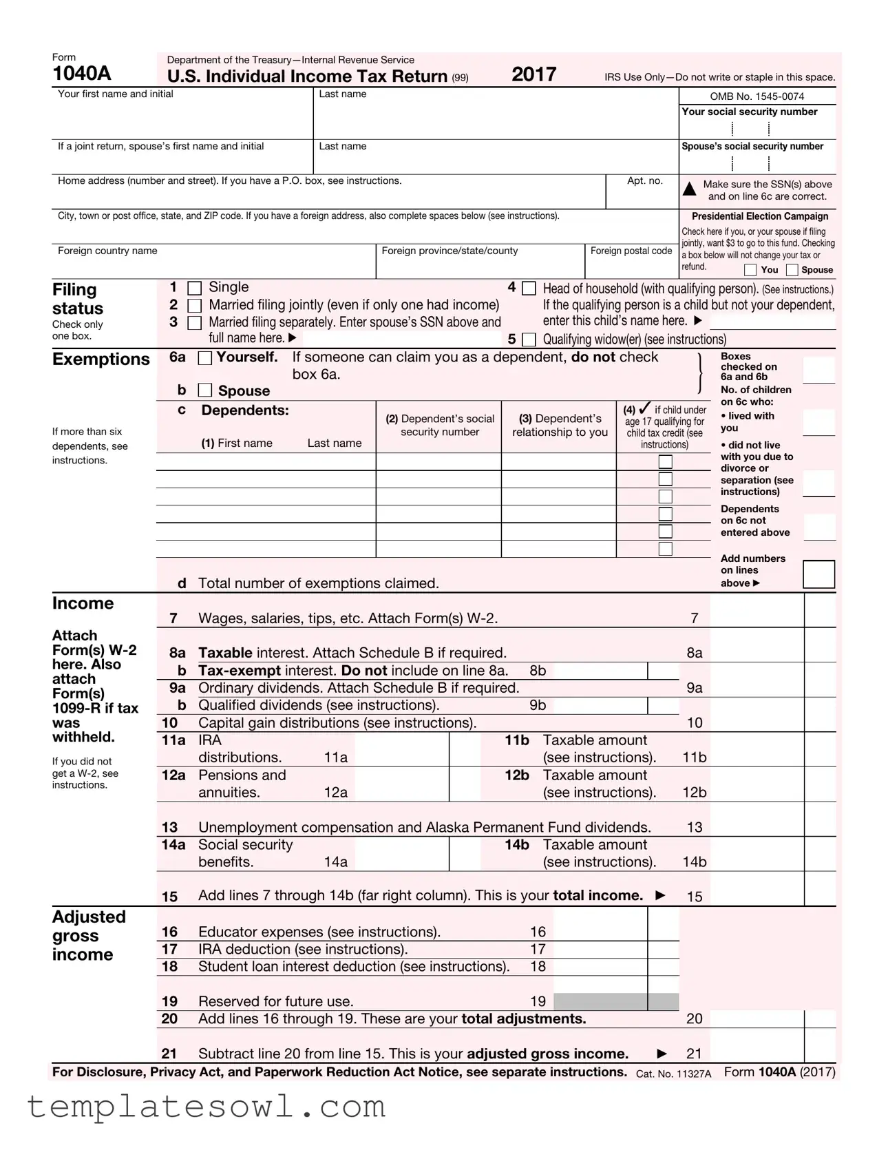 Fill Out Your Irs 1040A Form