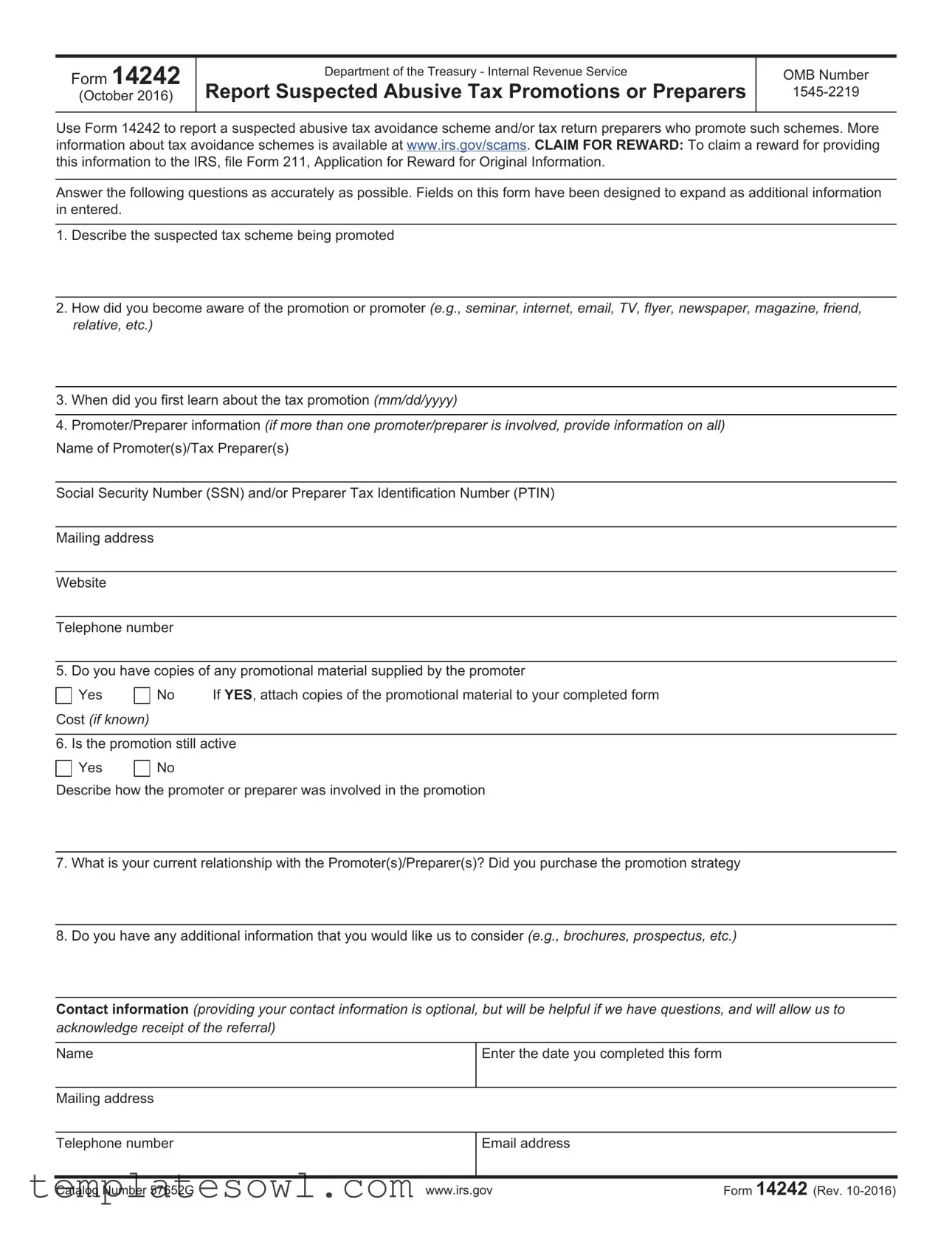 Fill Out Your Irs 14242 Form
