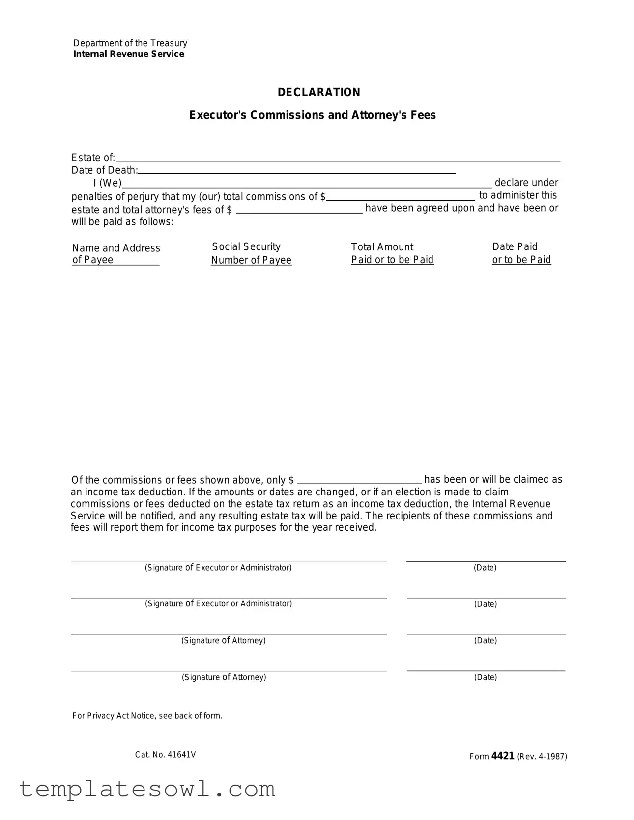 Fill Out Your Irs 4421 Form