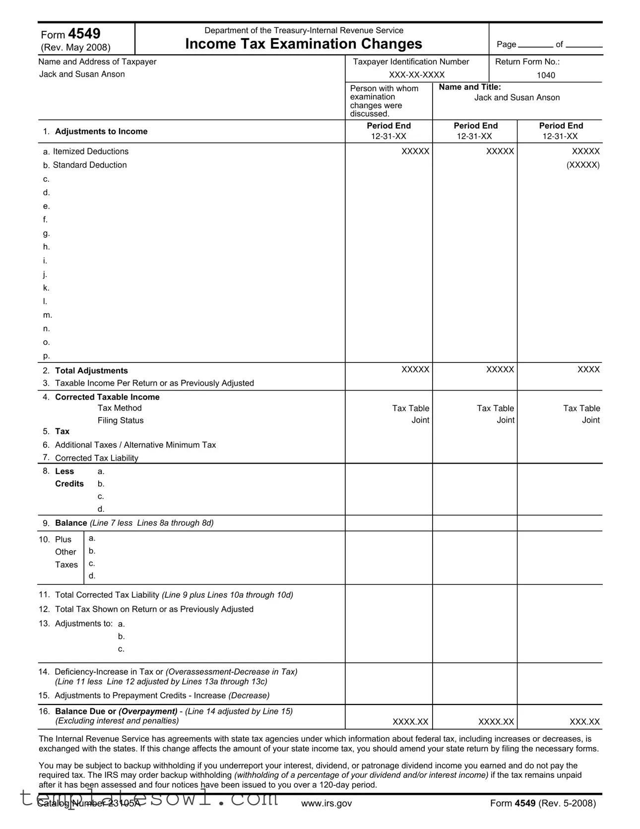 Fill Out Your Irs 4549 Form