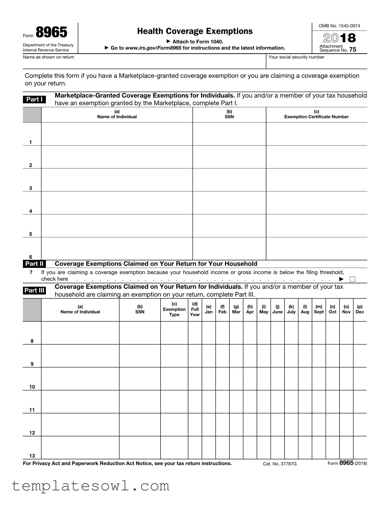 Fill Out Your Irs 8965 Form