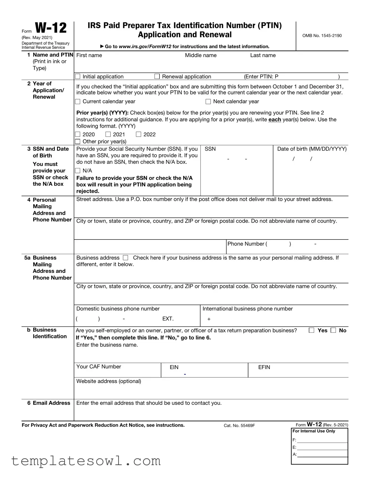 Fill Out Your Irs Gov Ptin Renewal Form