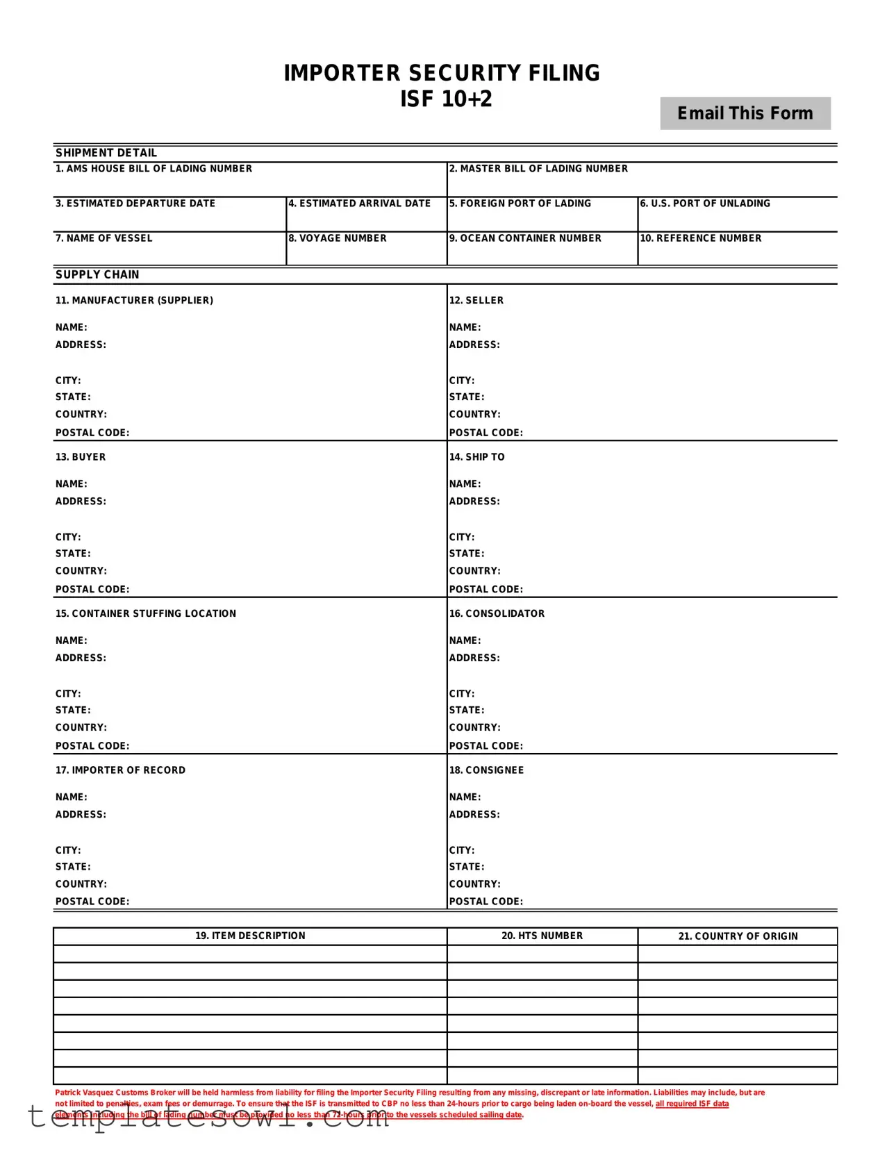 Fill Out Your Isf Form