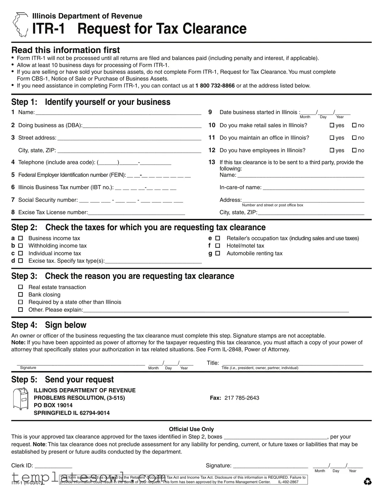 Fill Out Your Itr 1 Illinois Form