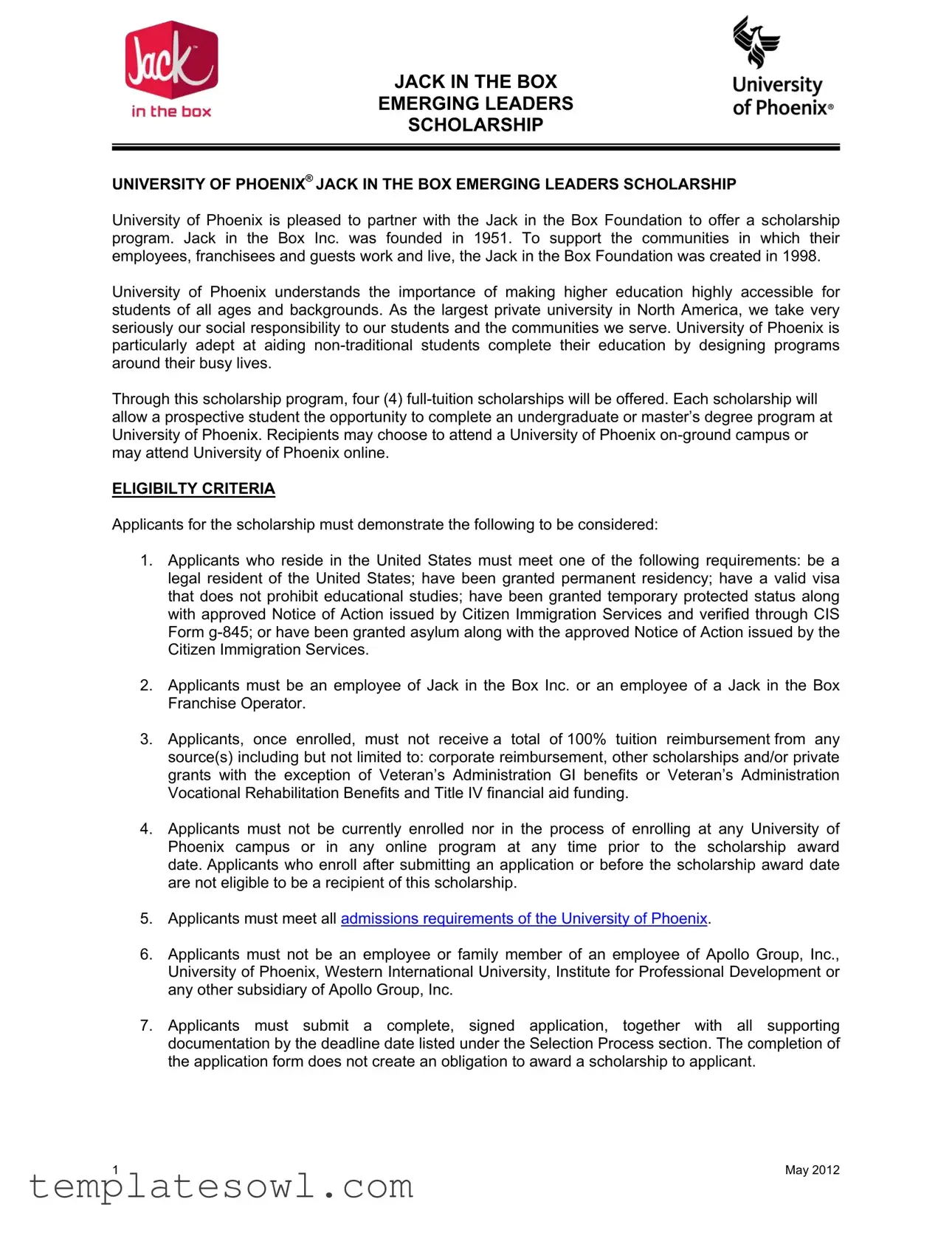 Fill Out Your Jack Box Scholarship Form