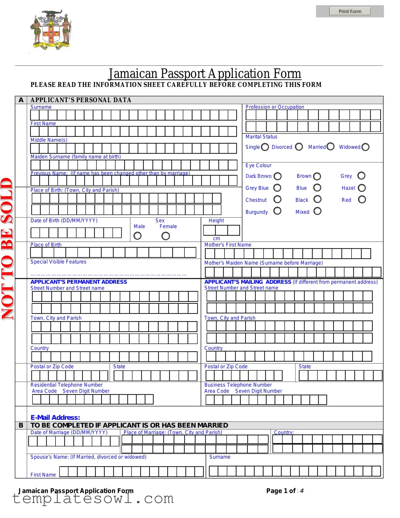 Fill Out Your Jamaican Passport Application Form