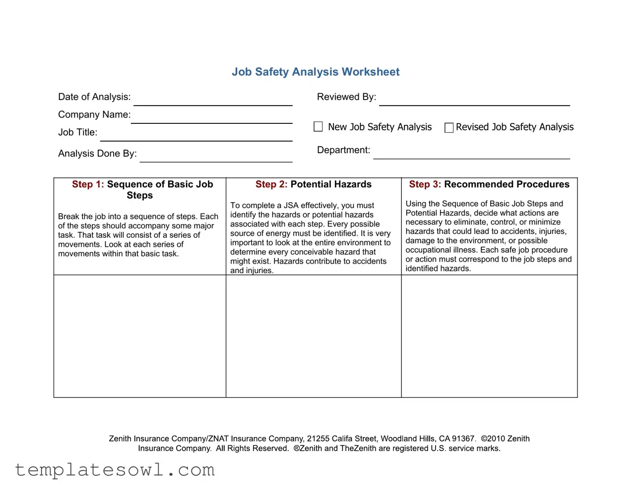 Fill Out Your Job Hazard Analysis Form