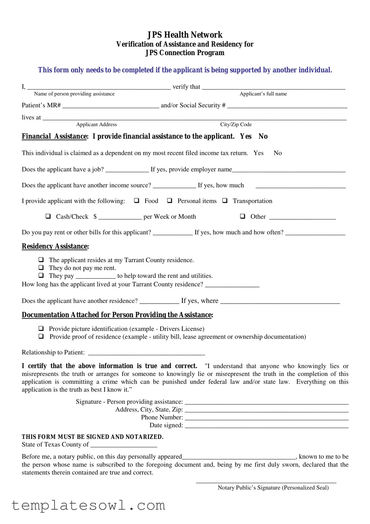 Fill Out Your Jps Health Network Verification Form