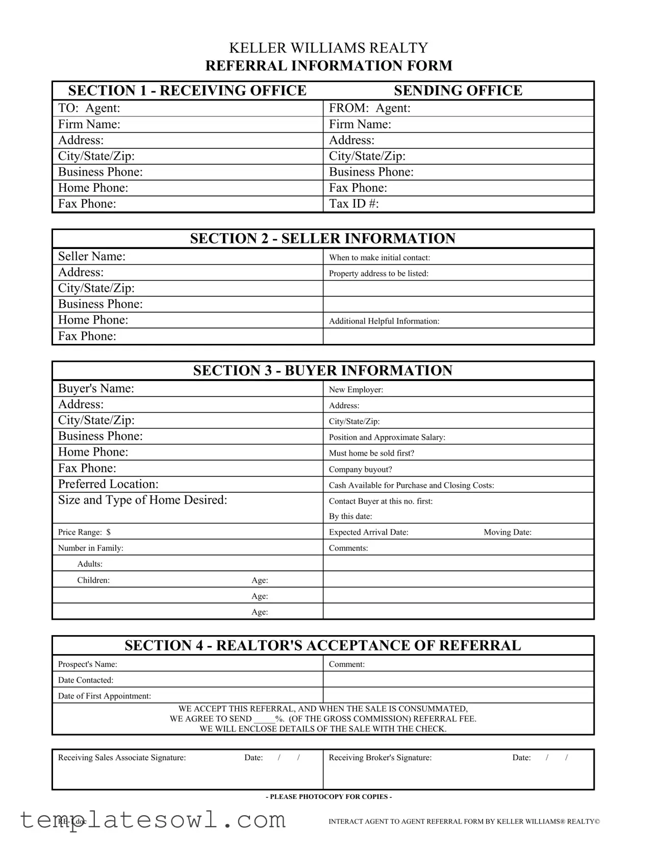Fill Out Your Keller Williams Form