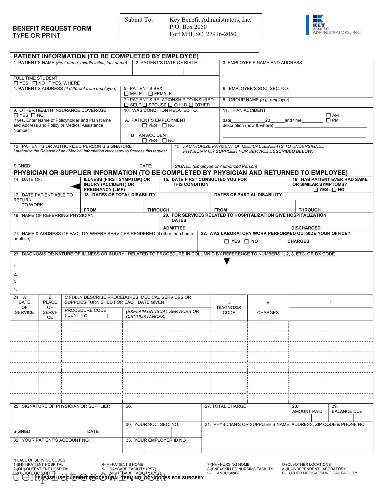 Fill Out Your Key Benefit Request Form