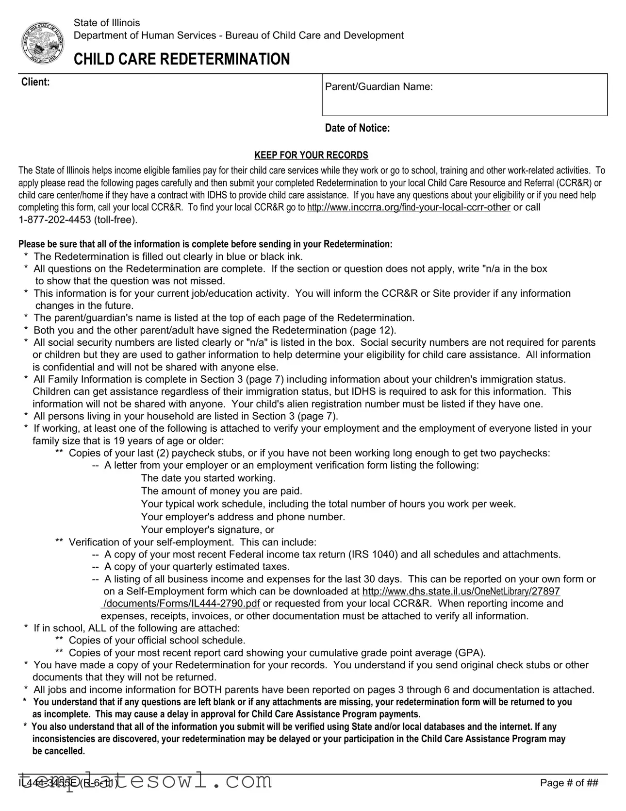 Fill Out Your Kids Redetermination Form