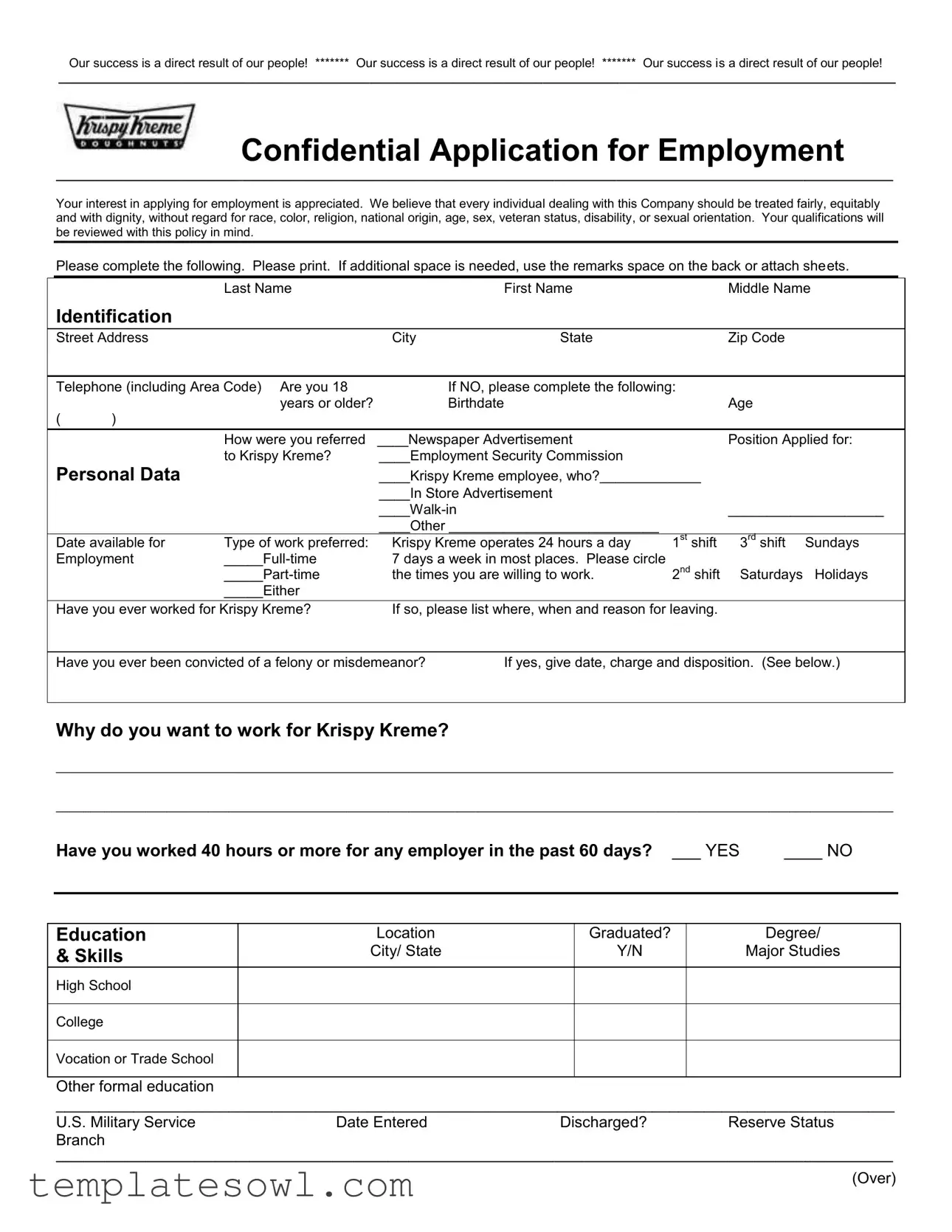 Fill Out Your Krispy Kreme Job Application Form