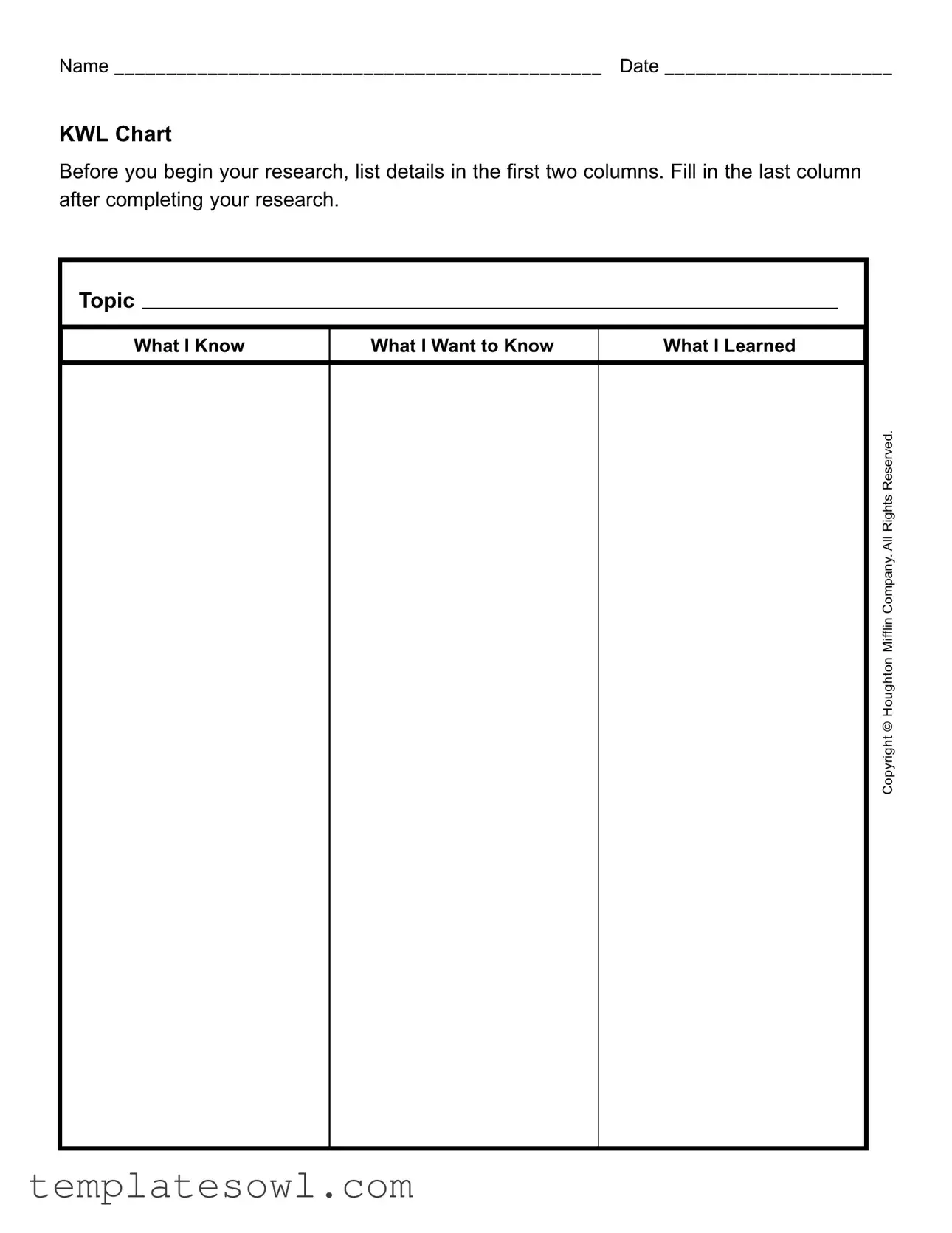 Fill Out Your Kwl Chart Form