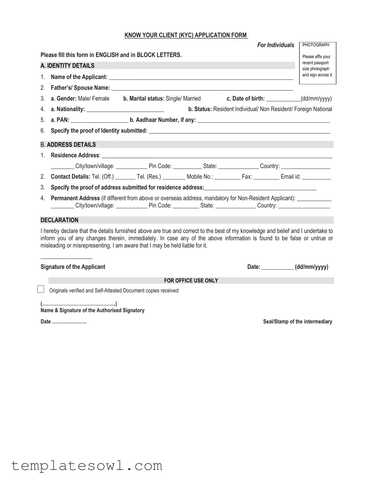 Fill Out Your Kyc Application Form