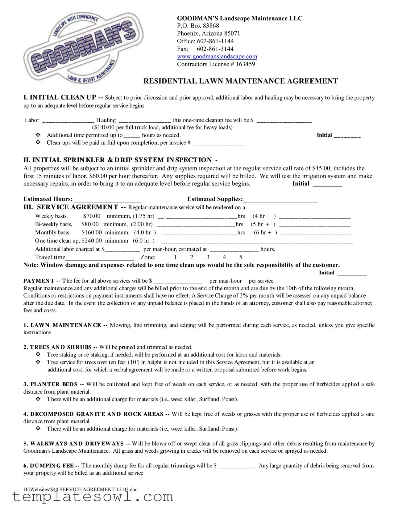 Fill Out Your Landscaping Contract Form