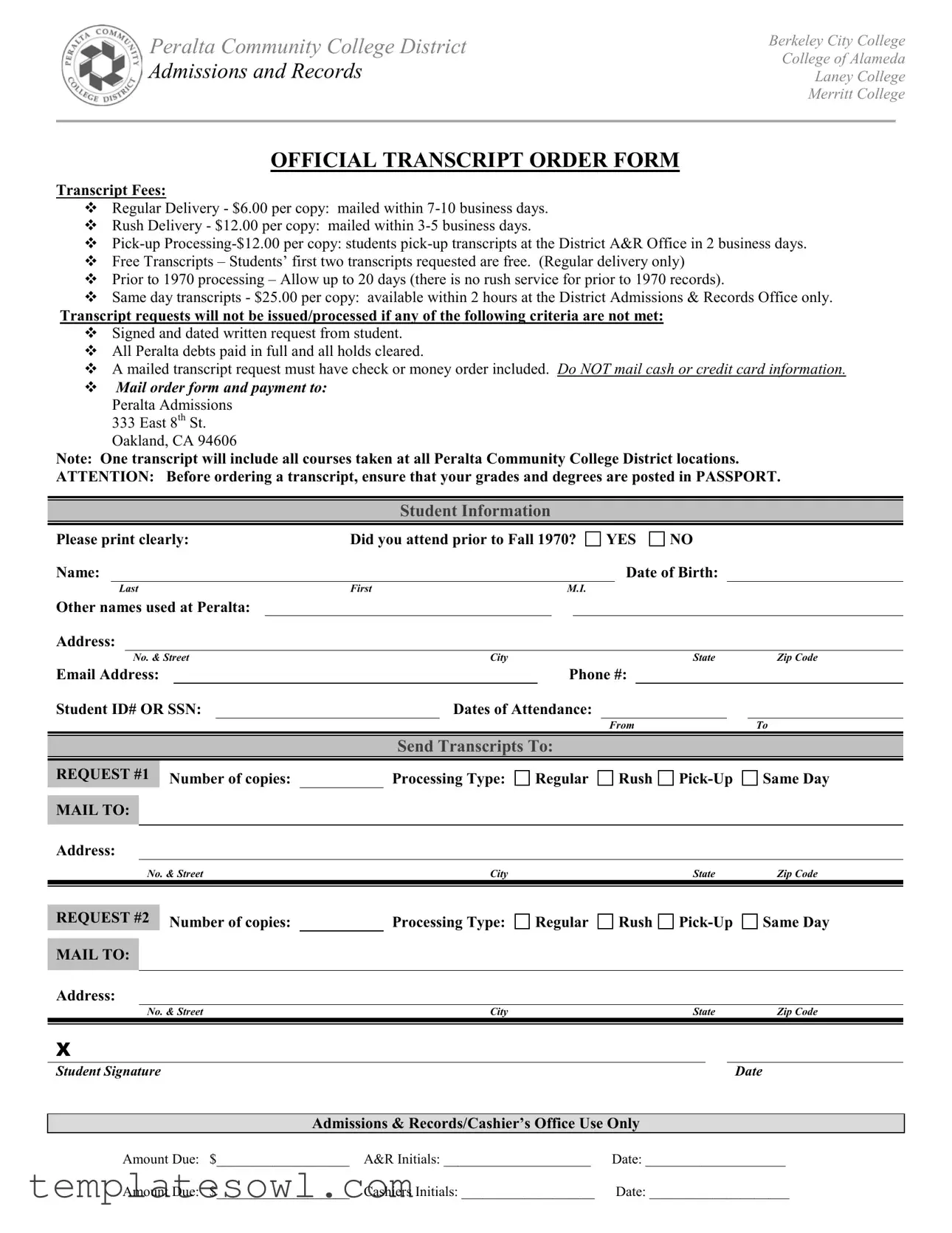 Fill Out Your Laney College Transcripts Form