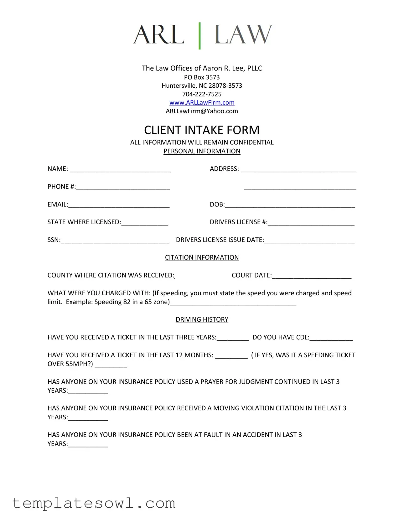 Fill Out Your Lawyer Client Intake Form