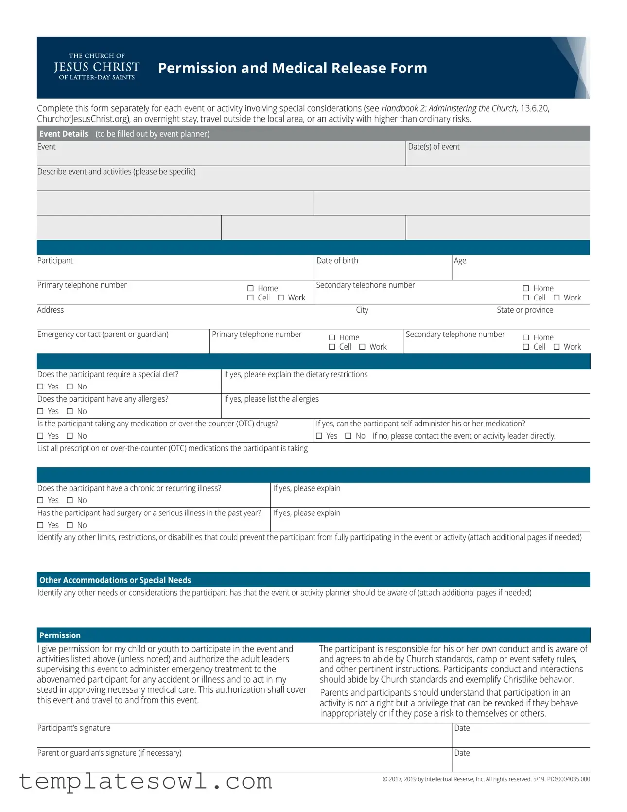 Fill Out Your Lds Permission Form