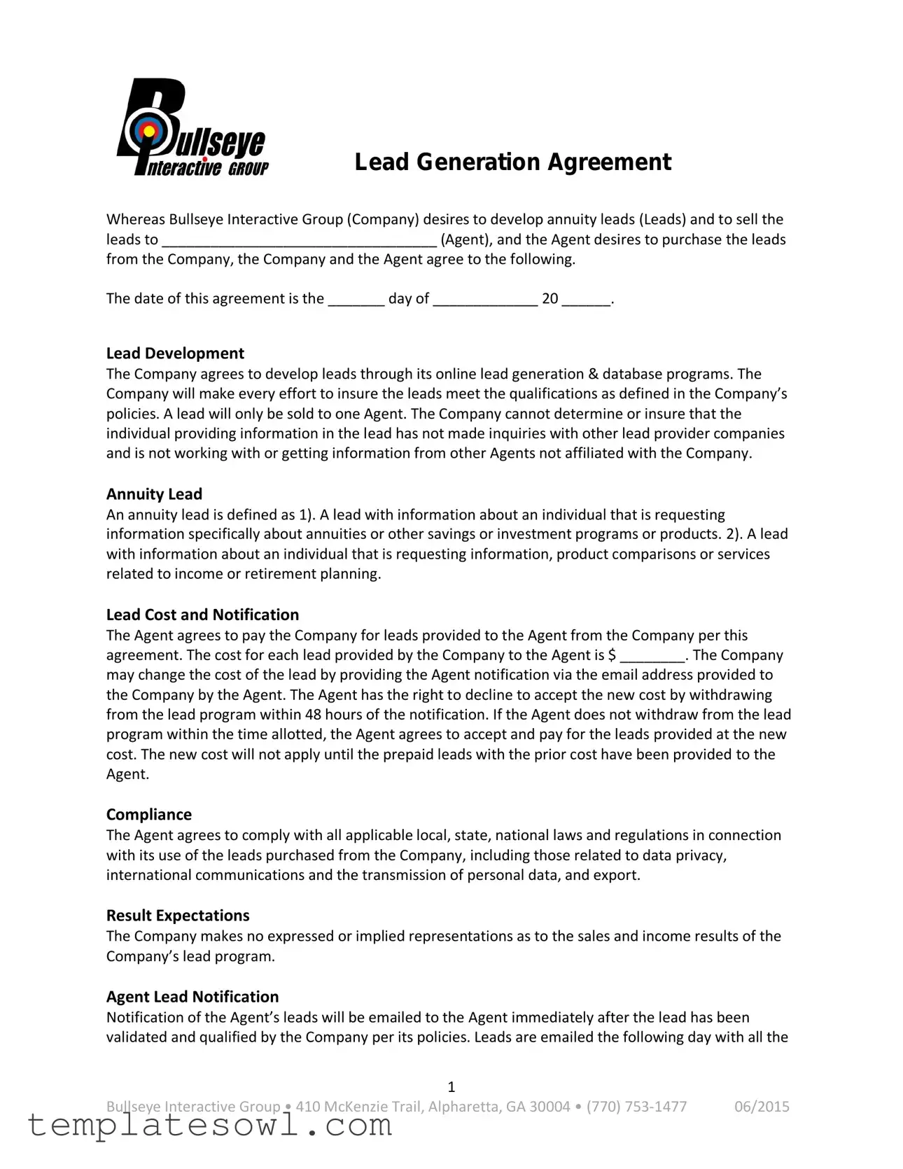 Fill Out Your Lead Generation Agreement Form