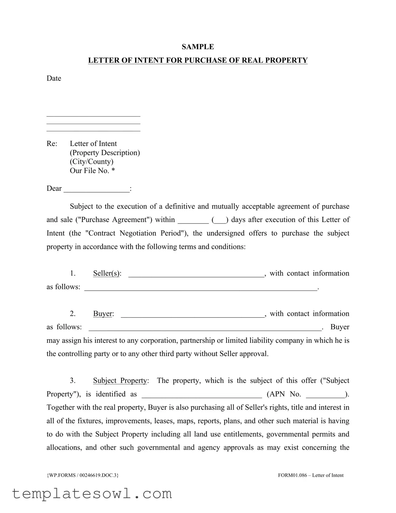 Fill Out Your Letter To Purchase Land Form