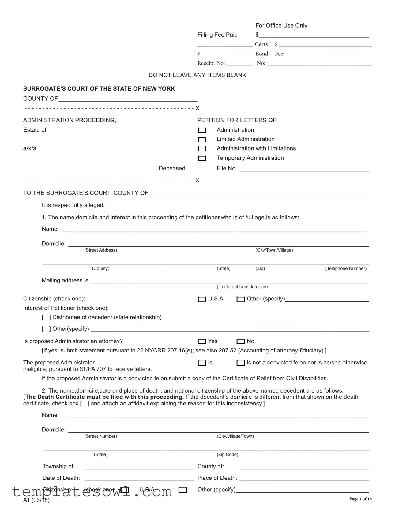 Fill Out Your Letters Administration Form