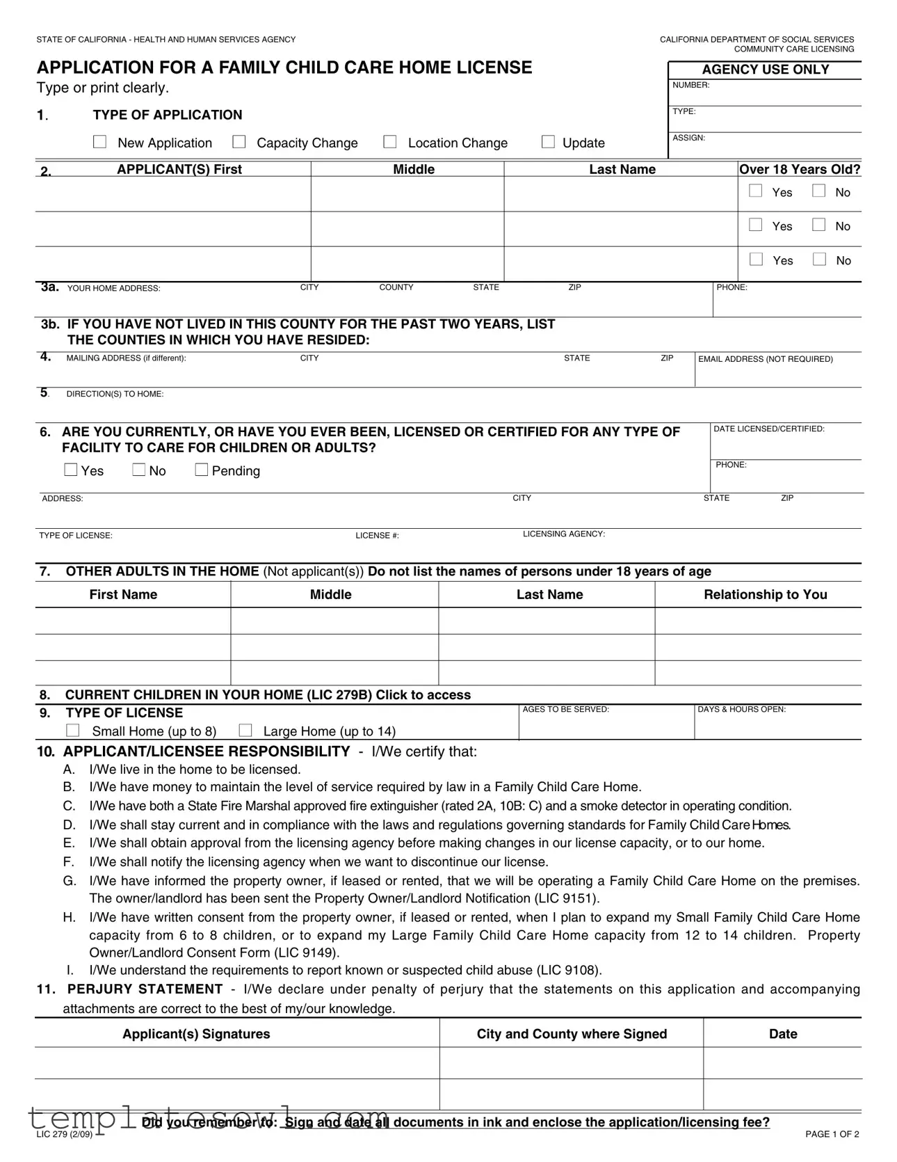 Fill Out Your Lic 279 Form