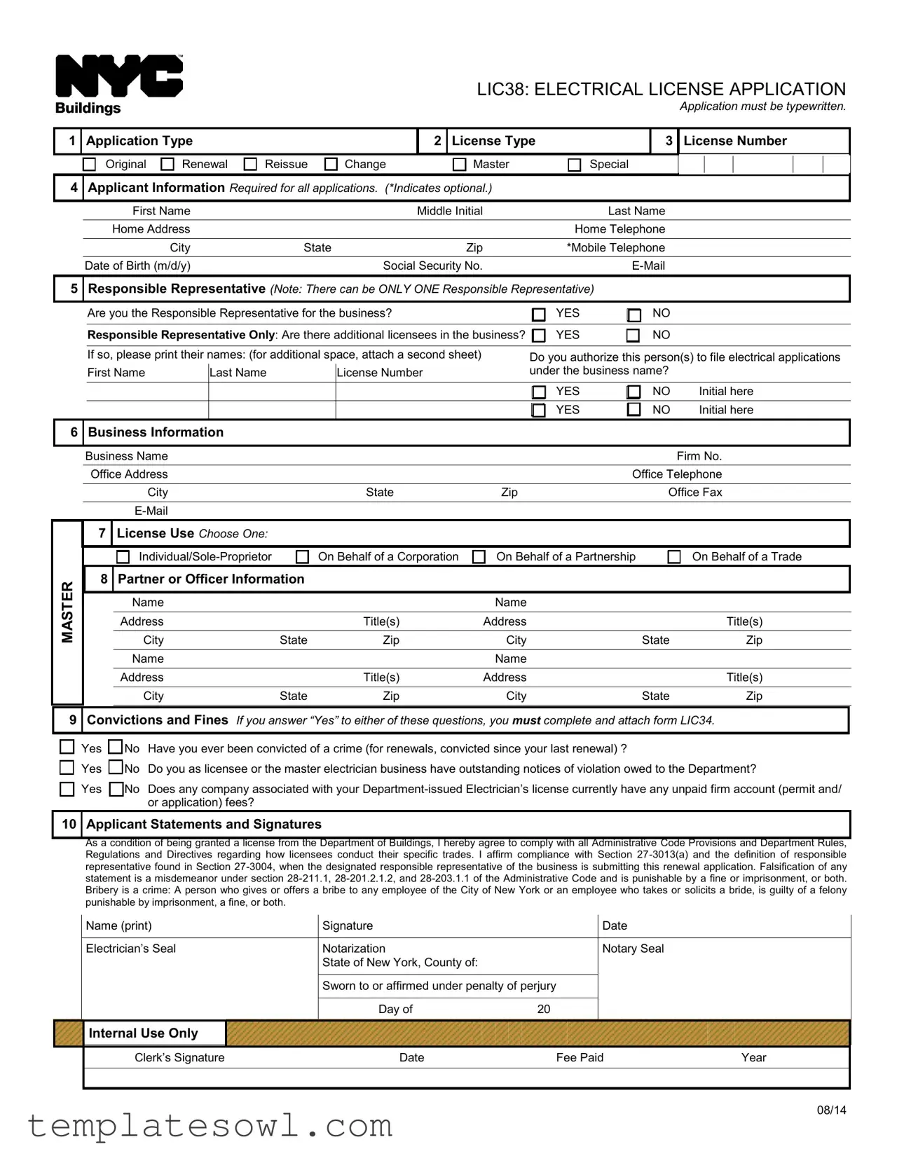 Fill Out Your Lic 38 Form