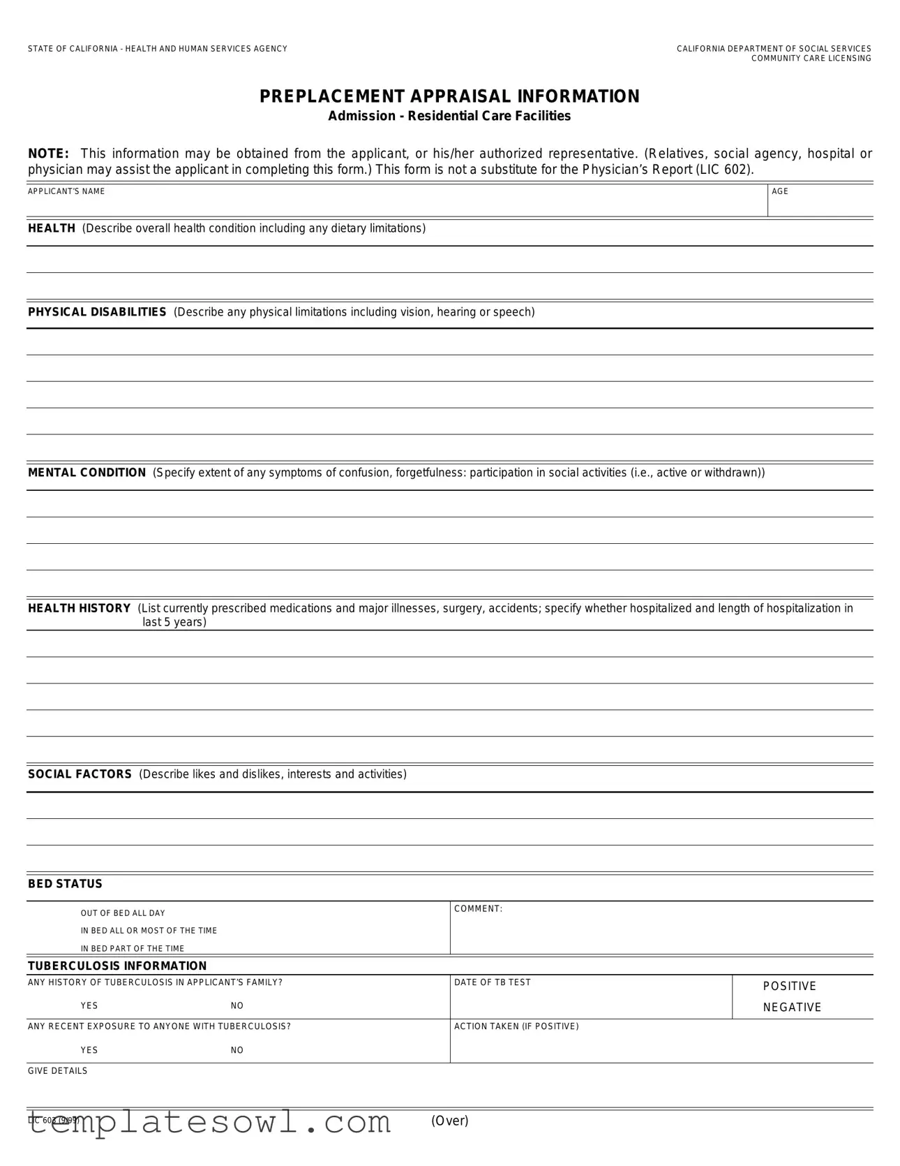 Fill Out Your Lic 603 Form