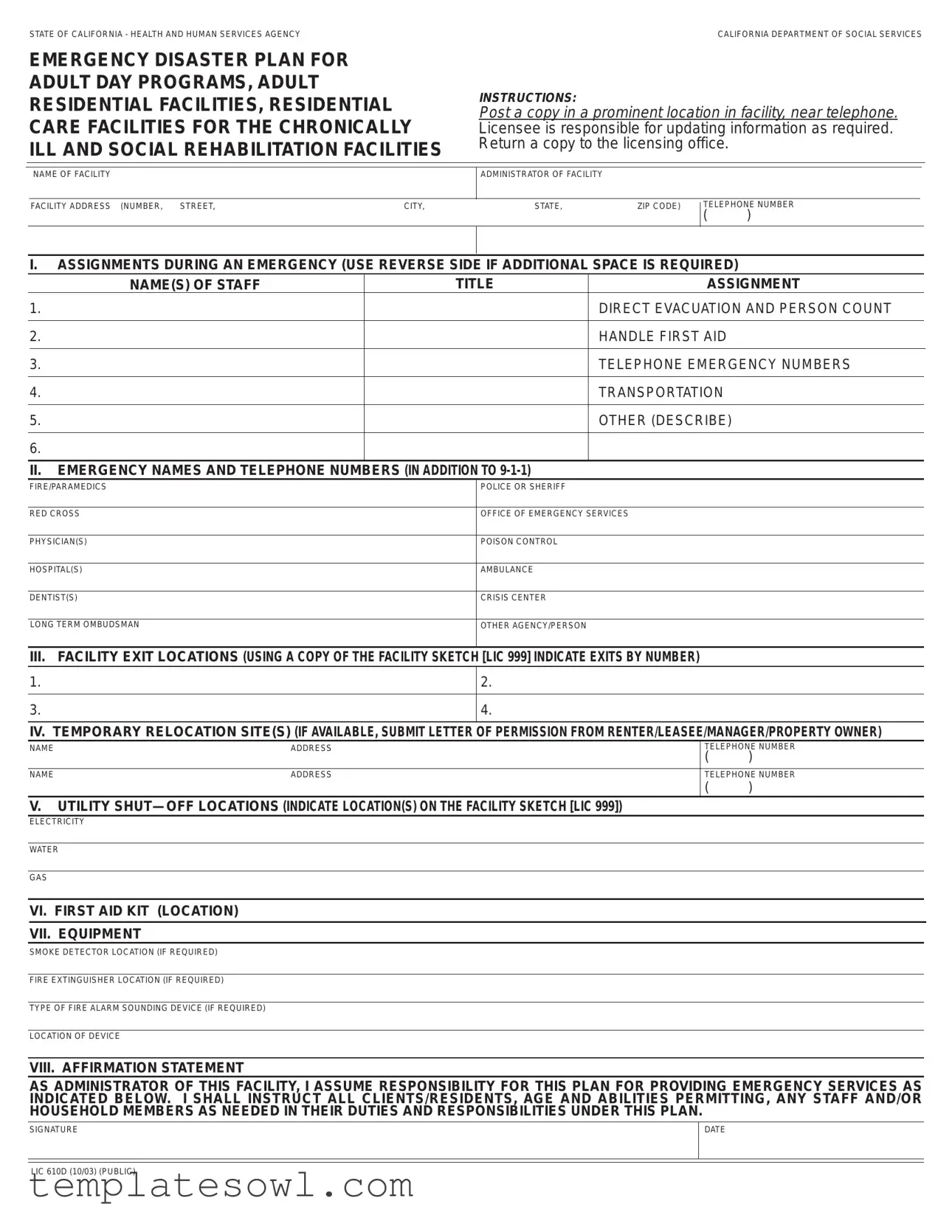 Fill Out Your Lic 610D Form