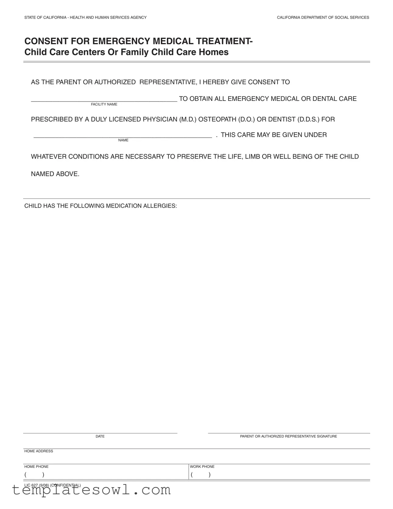 Fill Out Your Lic 627 Form