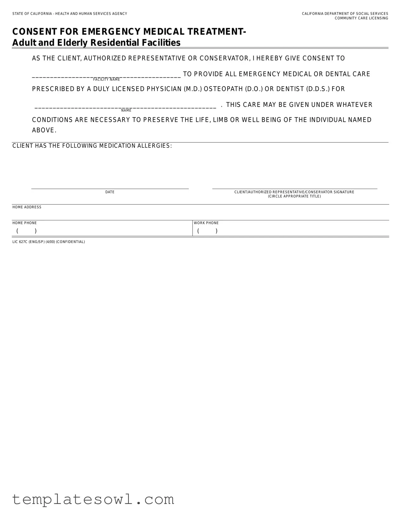 Fill Out Your Lic 627C Form