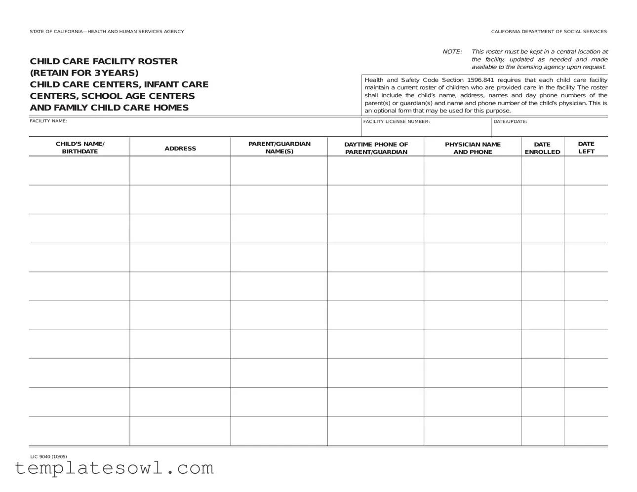 Fill Out Your Lic 9040 Form