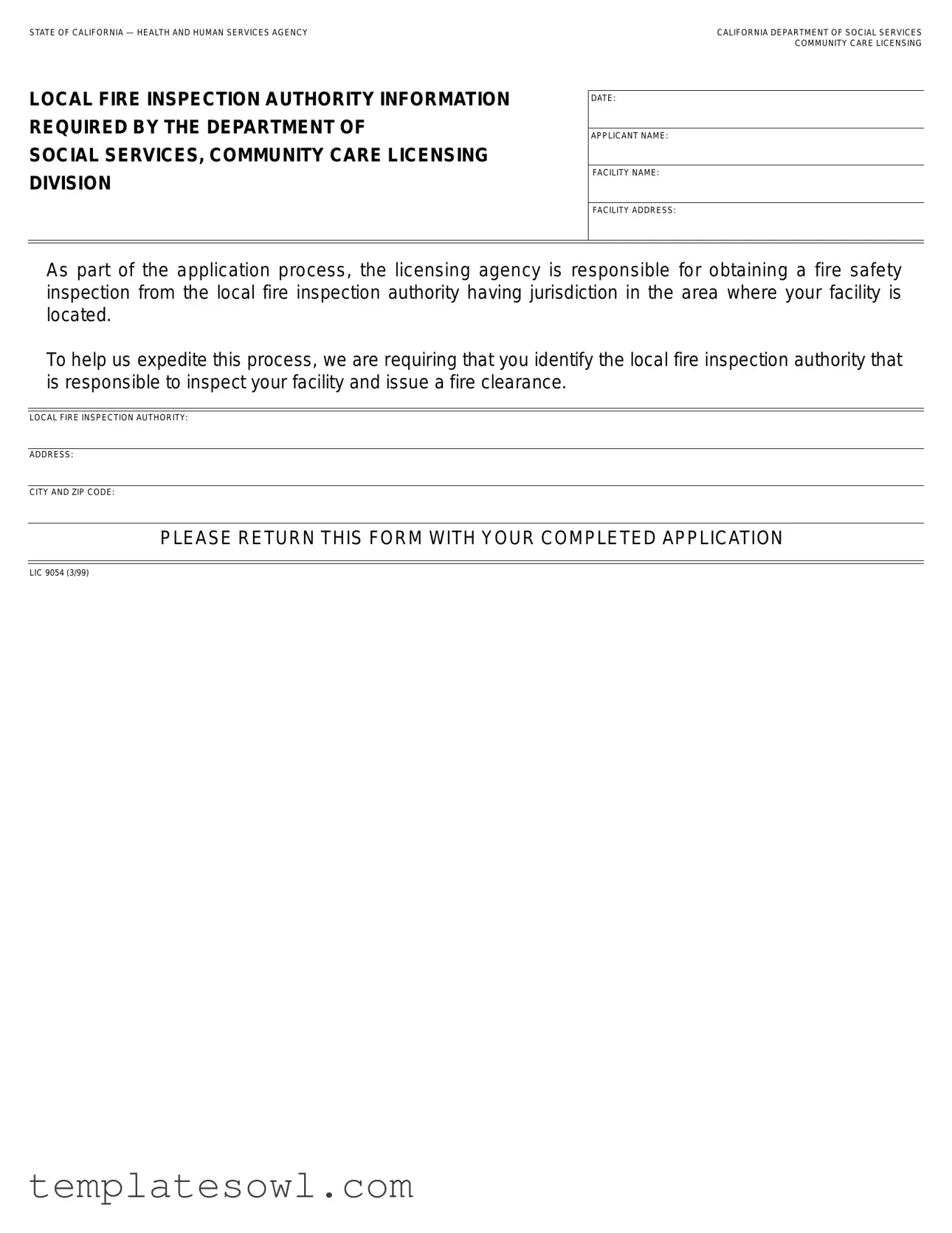 Fill Out Your Lic 9054 Form