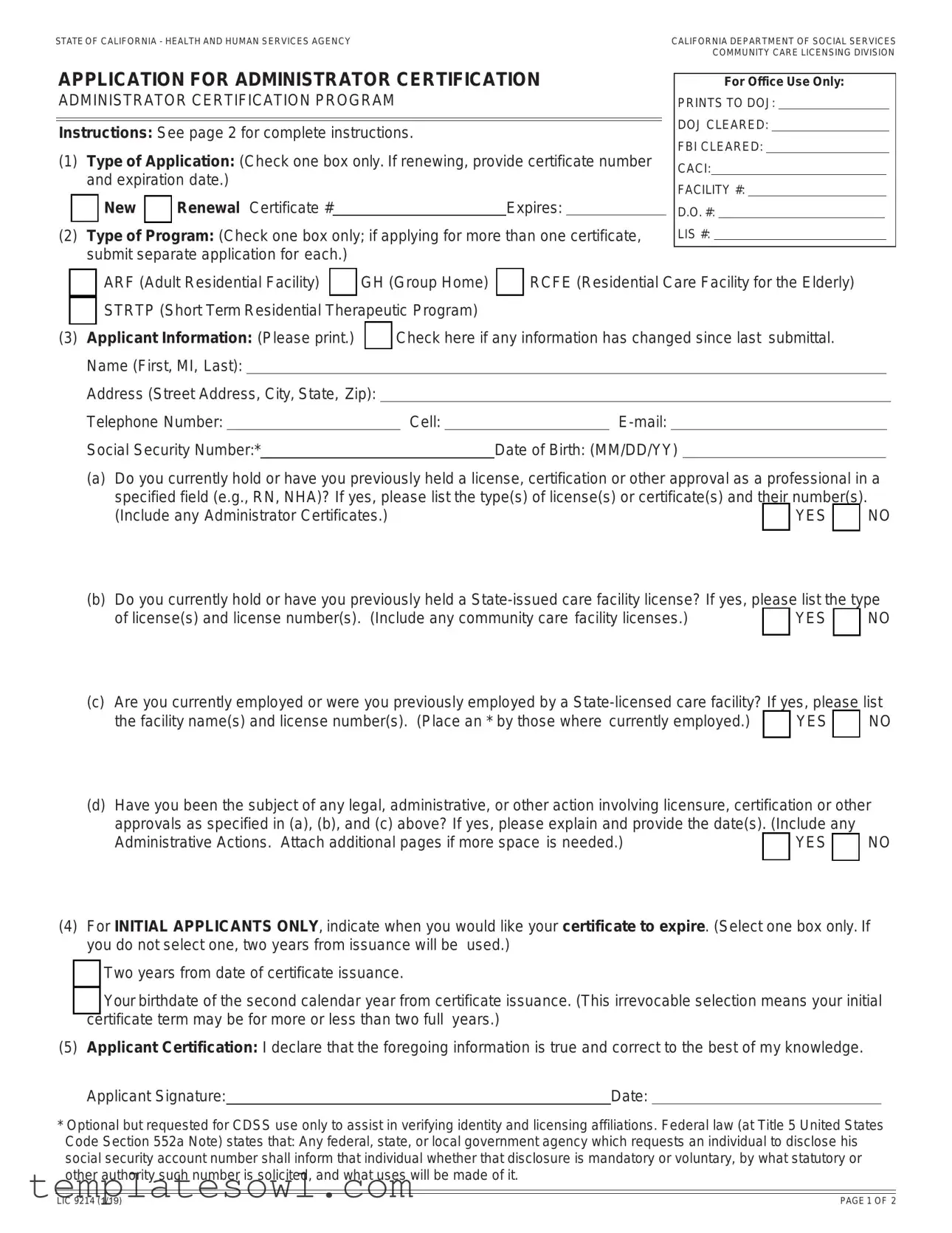 Fill Out Your Lic 9215 Form