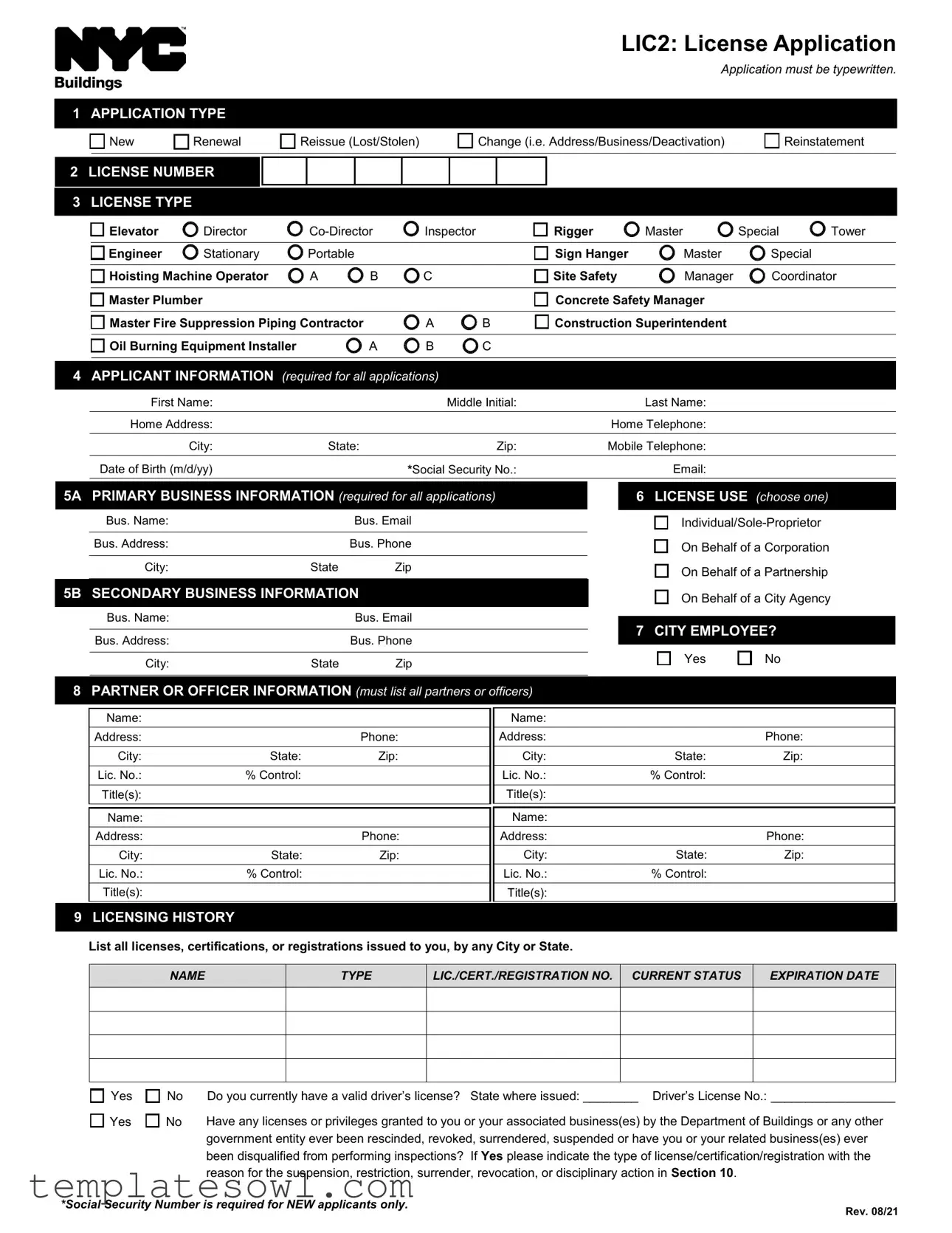 Fill Out Your Lic2 License Form