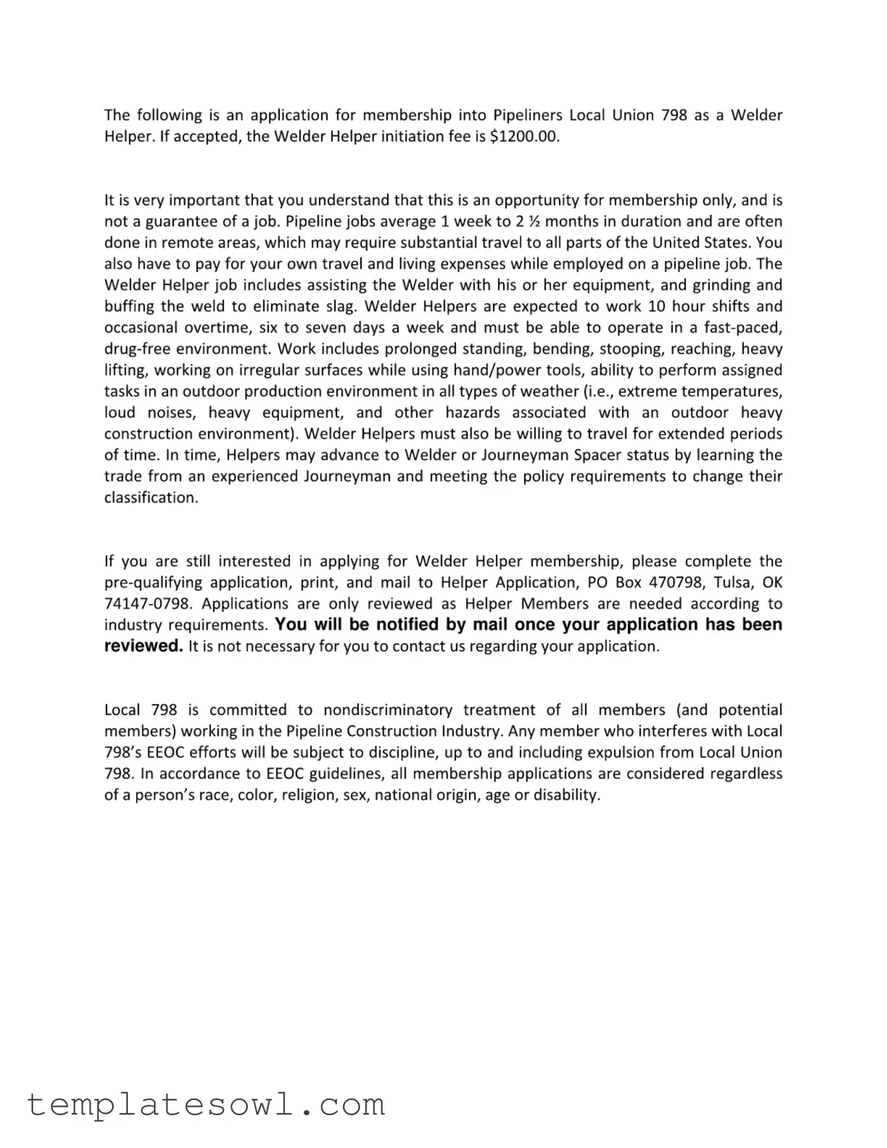 Fill Out Your Local 798 Application Form