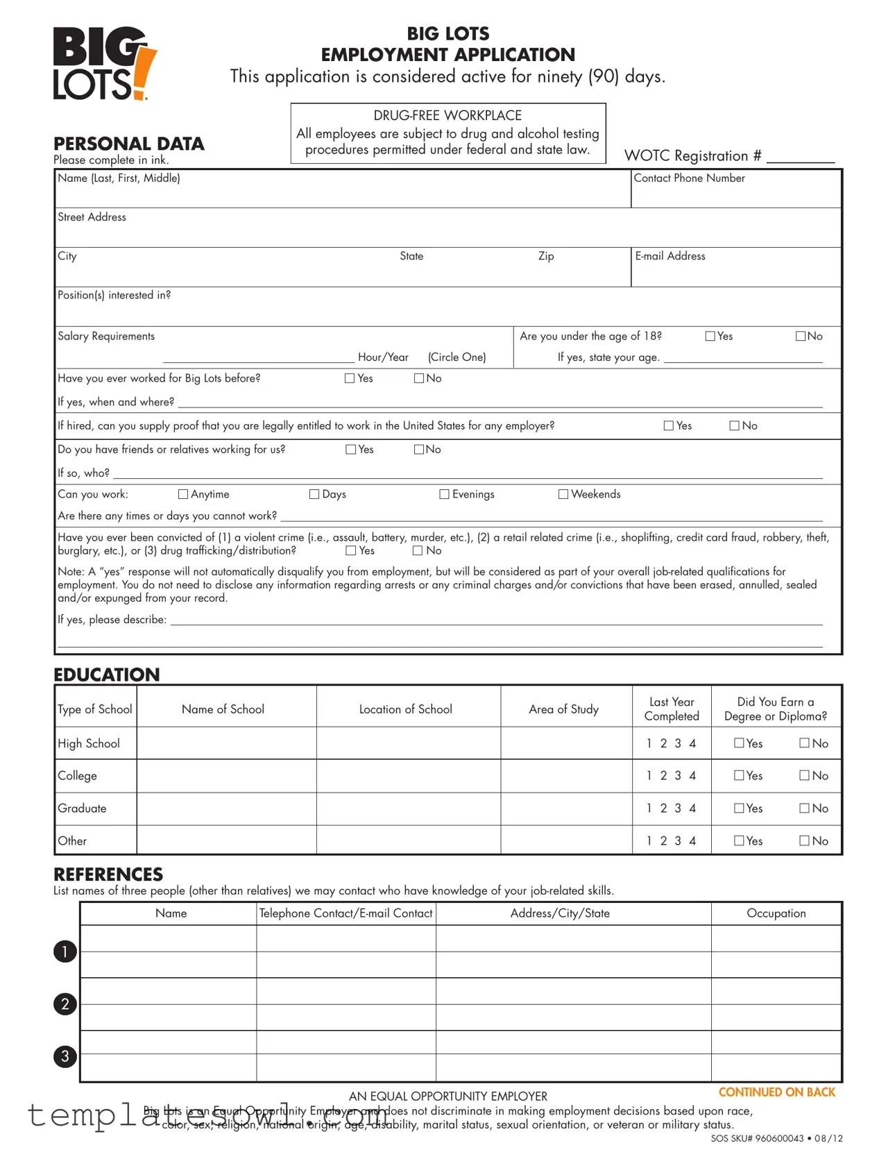 Fill Out Your Lots Job Application Form