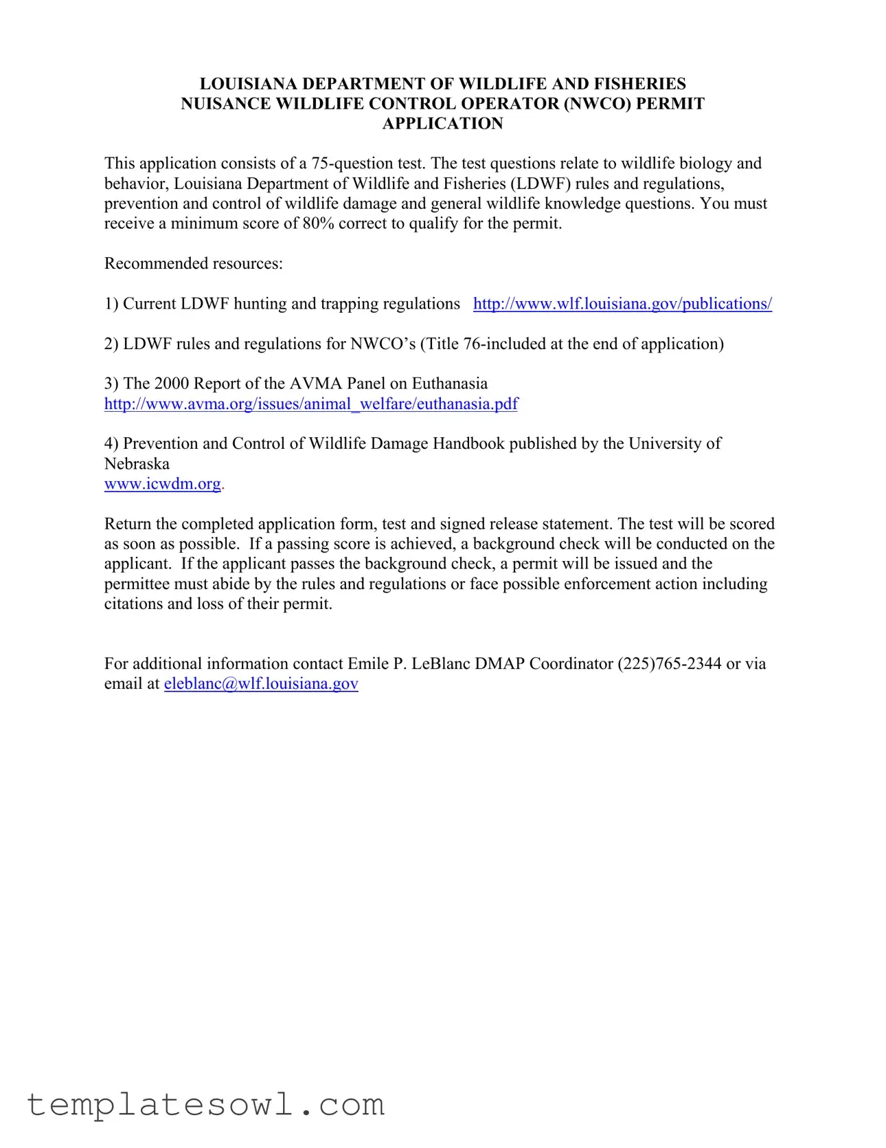 Fill Out Your Louisiana Nwco Test Form